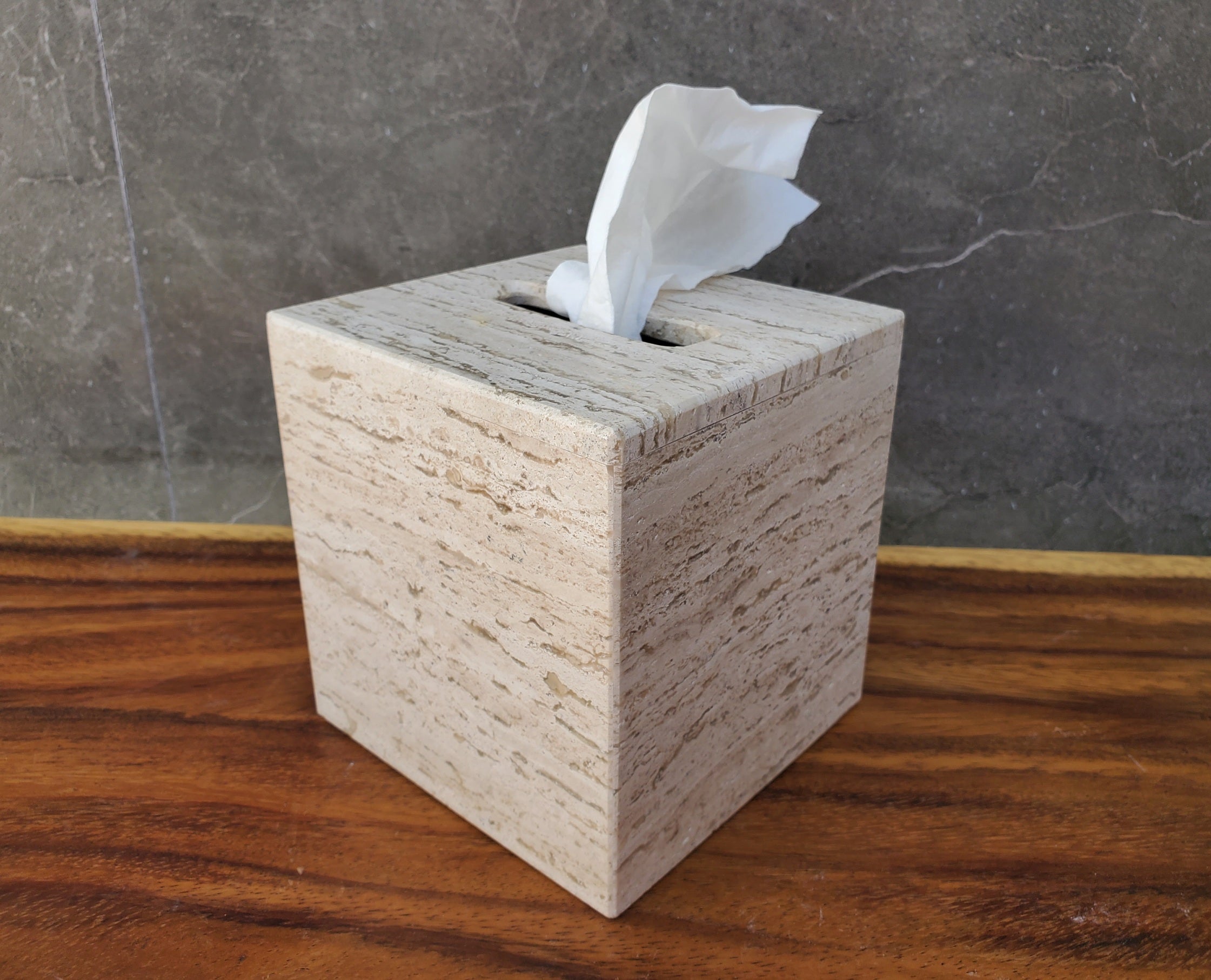 Neutral Travertine Square Stone Tissue Box Cover Tissue Box Cover Accessories Bath Tissue Box Covers