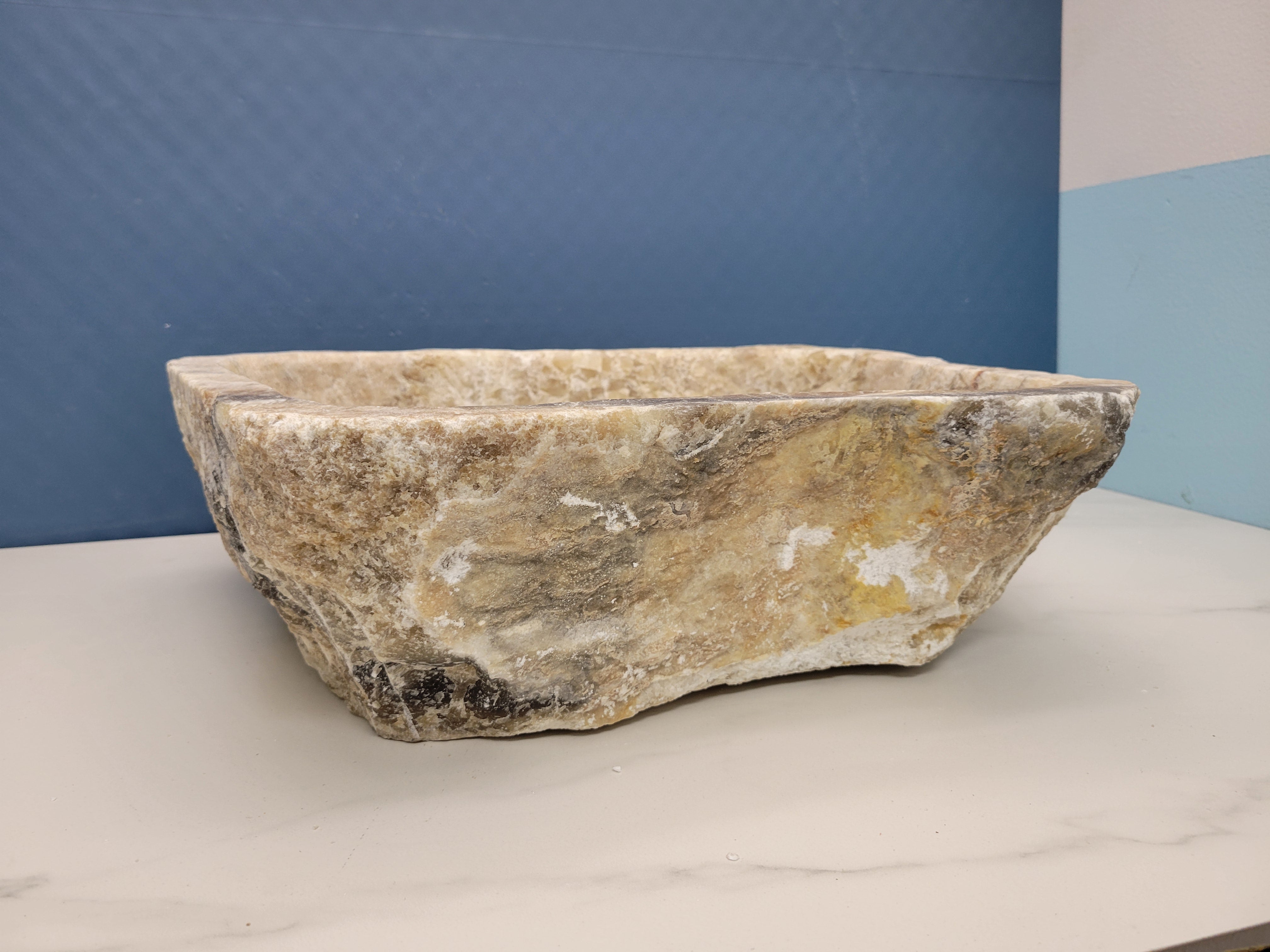 S15_15 Brown and Tan Striped Onyx Vessel Sink