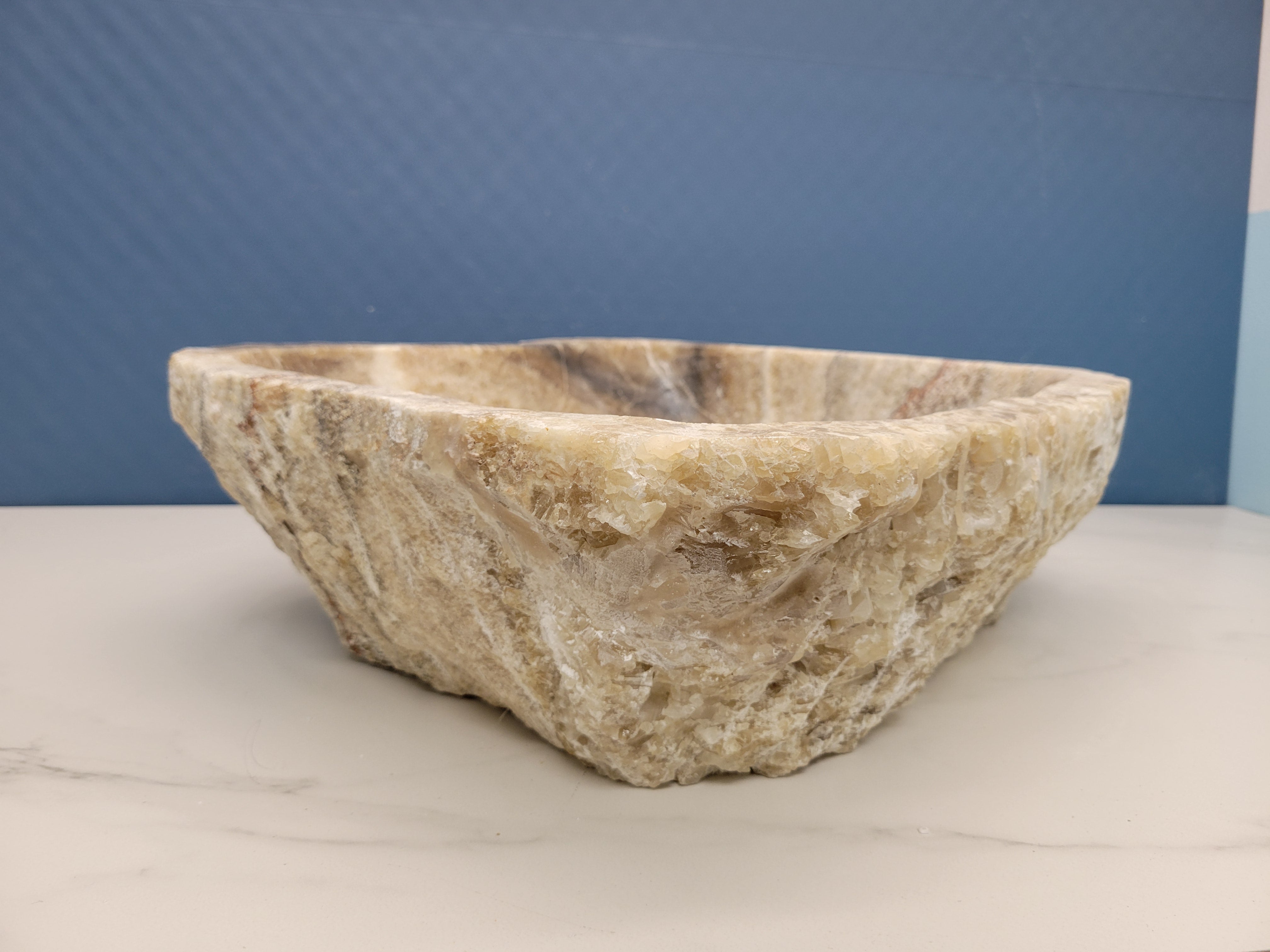 S15_15 Brown and Tan Striped Onyx Vessel Sink