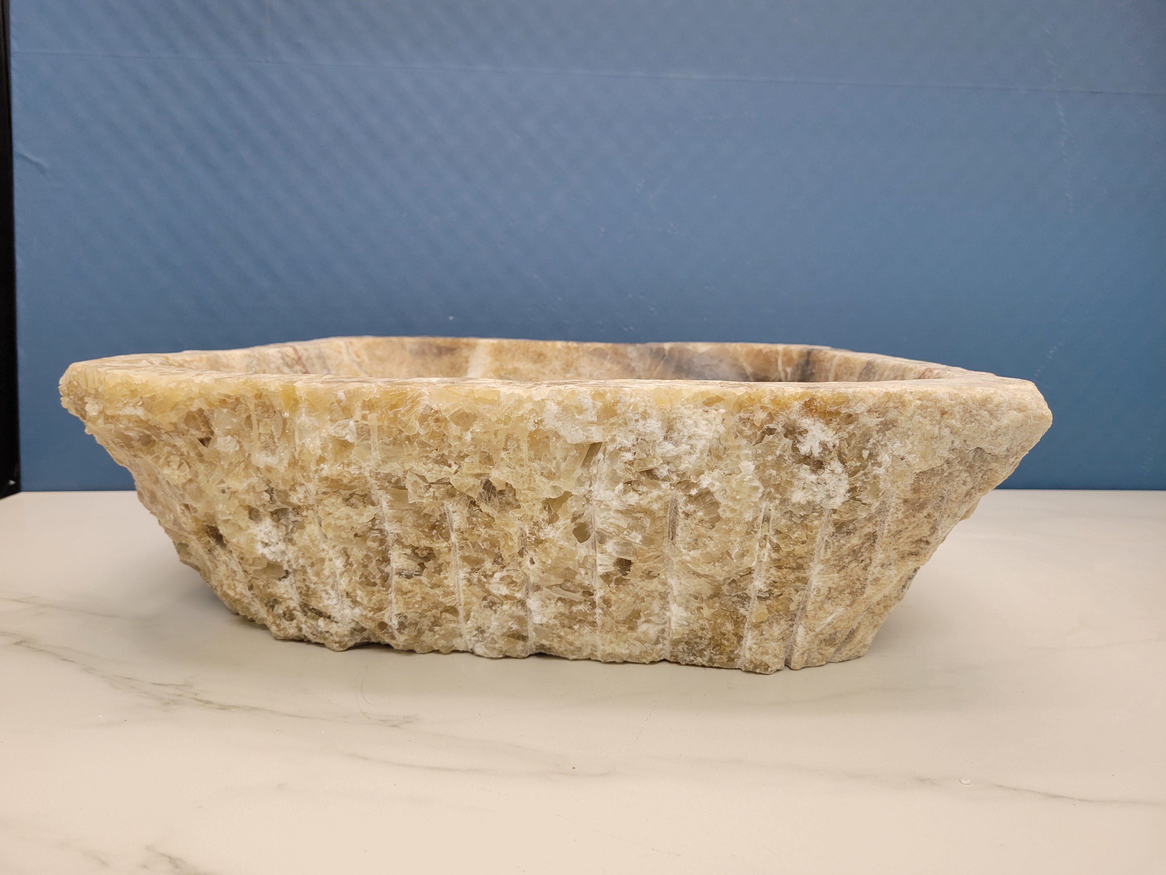 S15_15 Brown and Tan Striped Onyx Vessel Sink