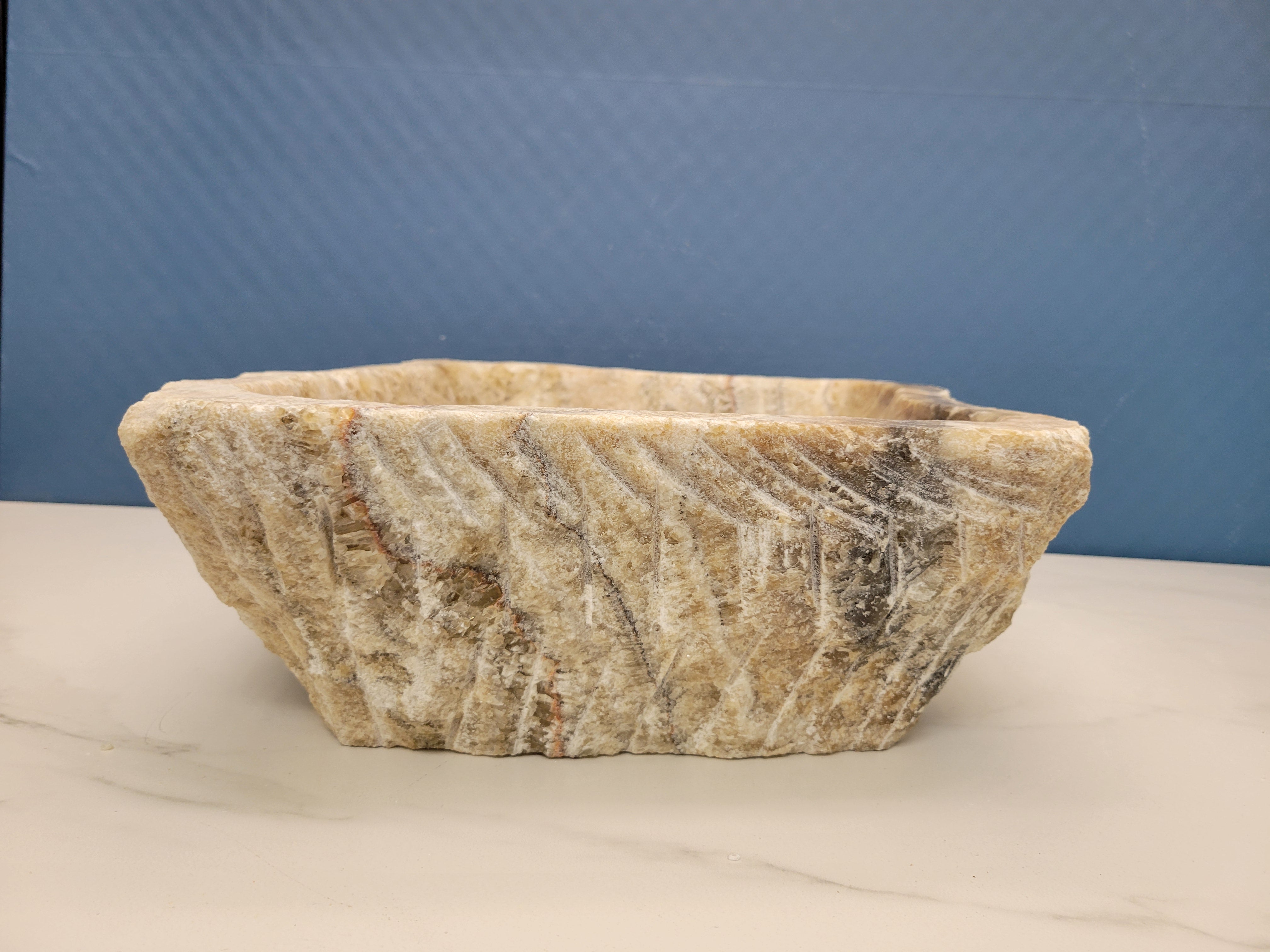 S15_15 Brown and Tan Striped Onyx Vessel Sink