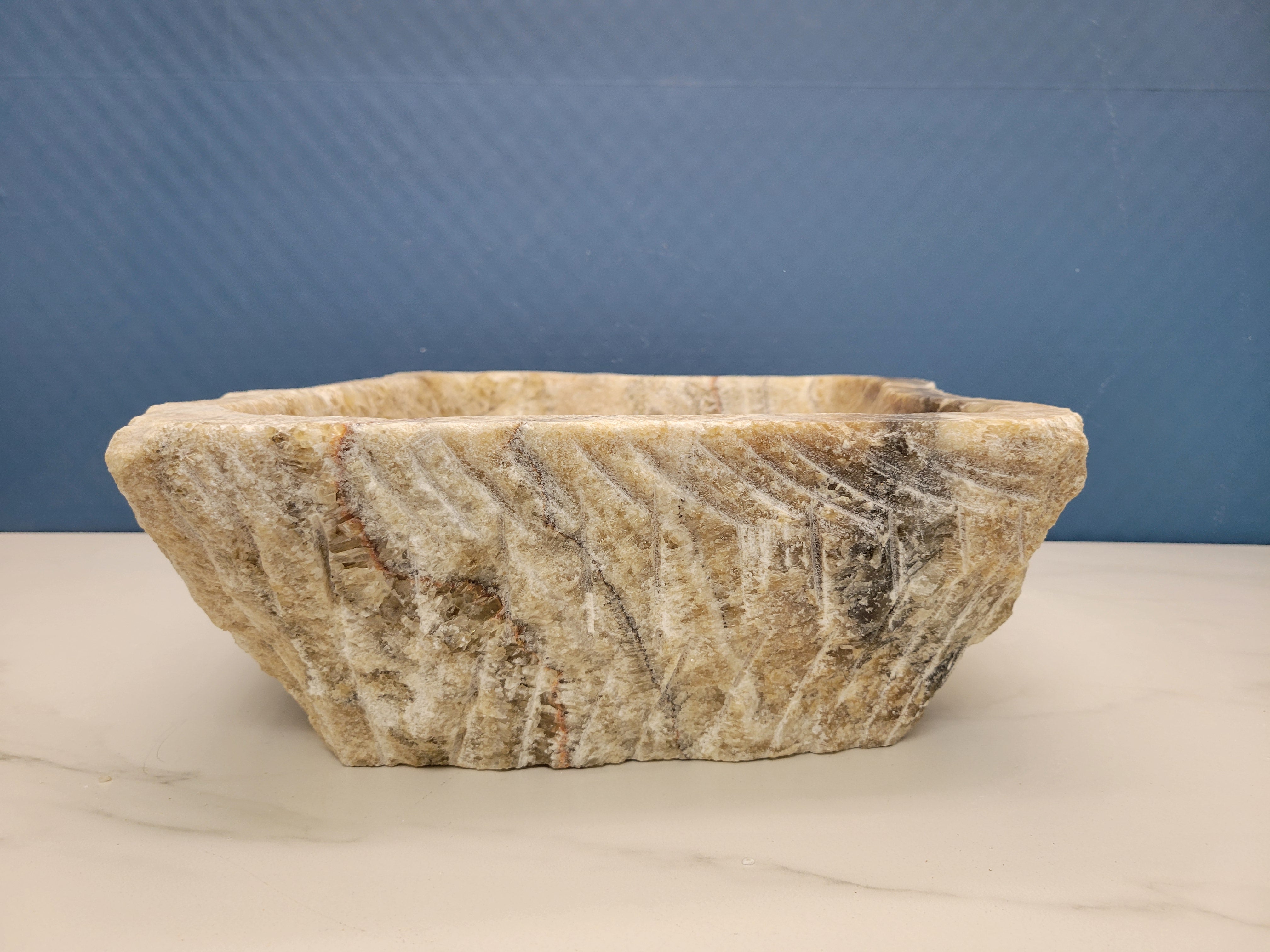 S15_15 Brown and Tan Striped Onyx Vessel Sink