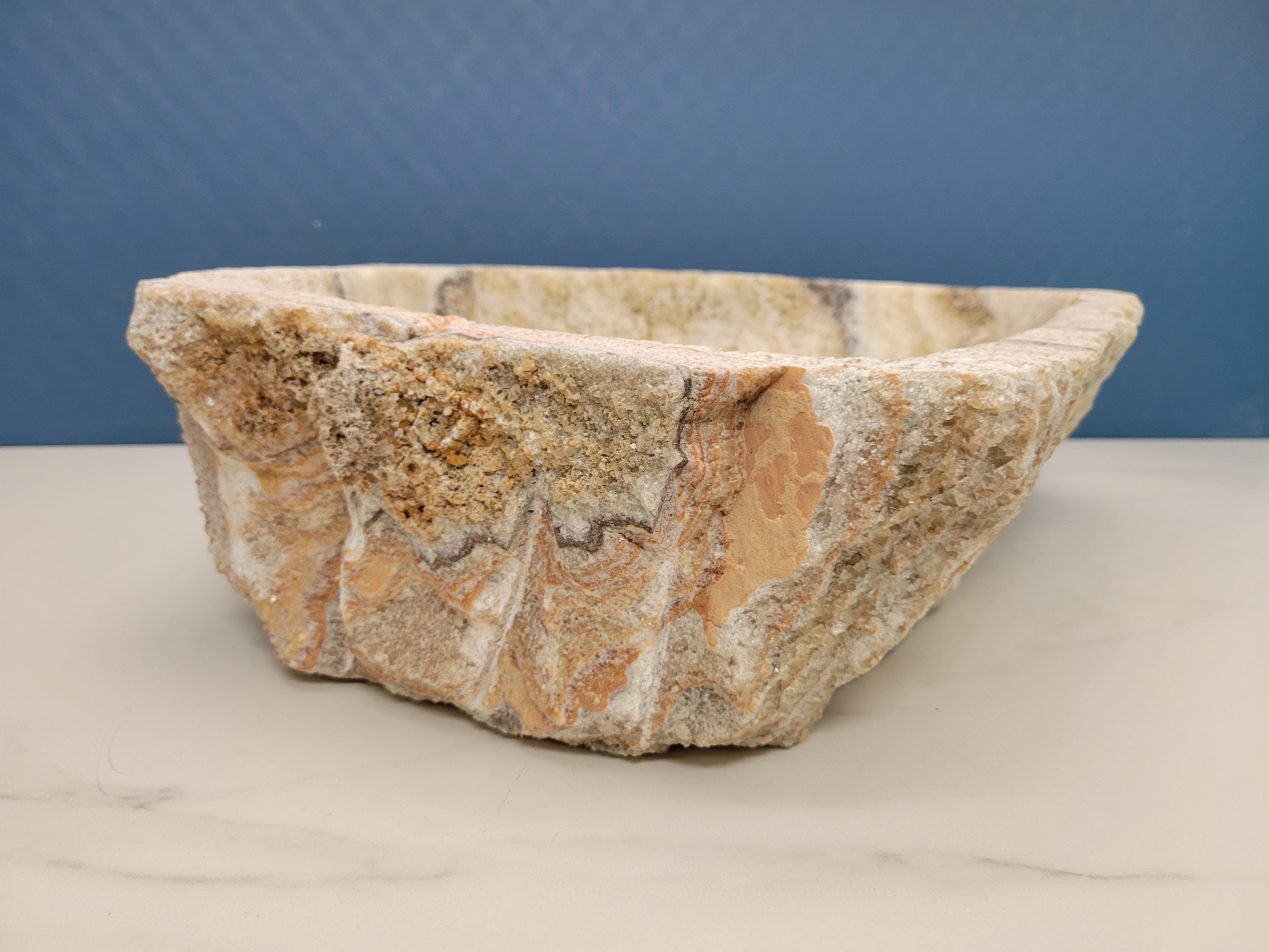 S15_16 Brown and Tan Striped Onyx Vessel Sink