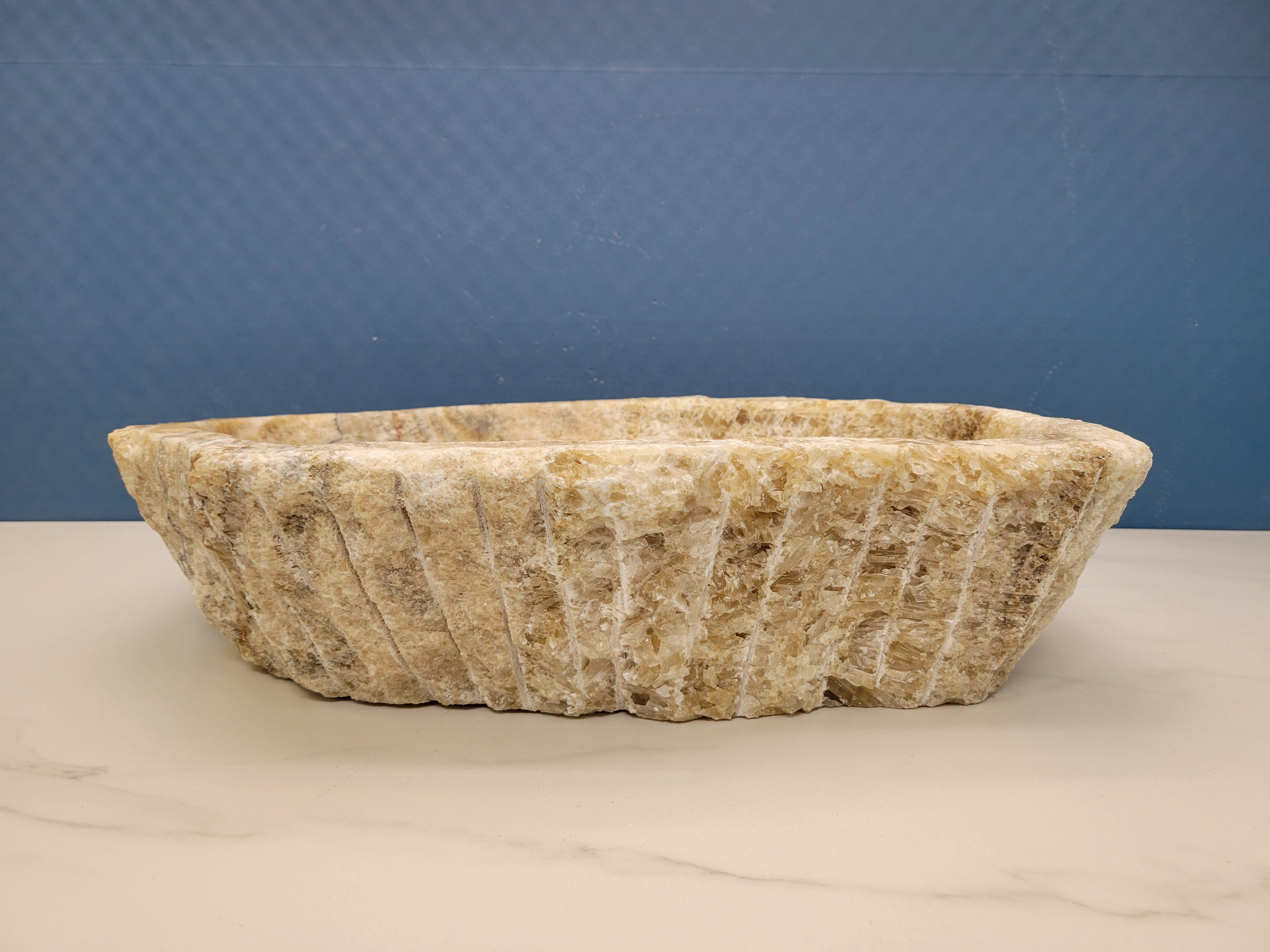 S15_01 Brown and Tan Striped Onyx Vessel Sink