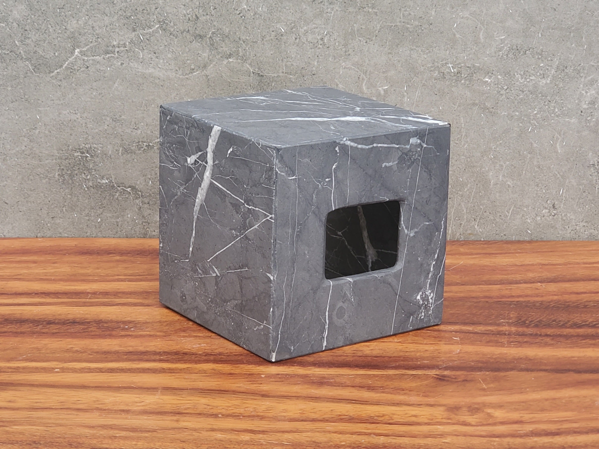 TCSQ_46 Matte Black Marble Square Tissue Box Cover