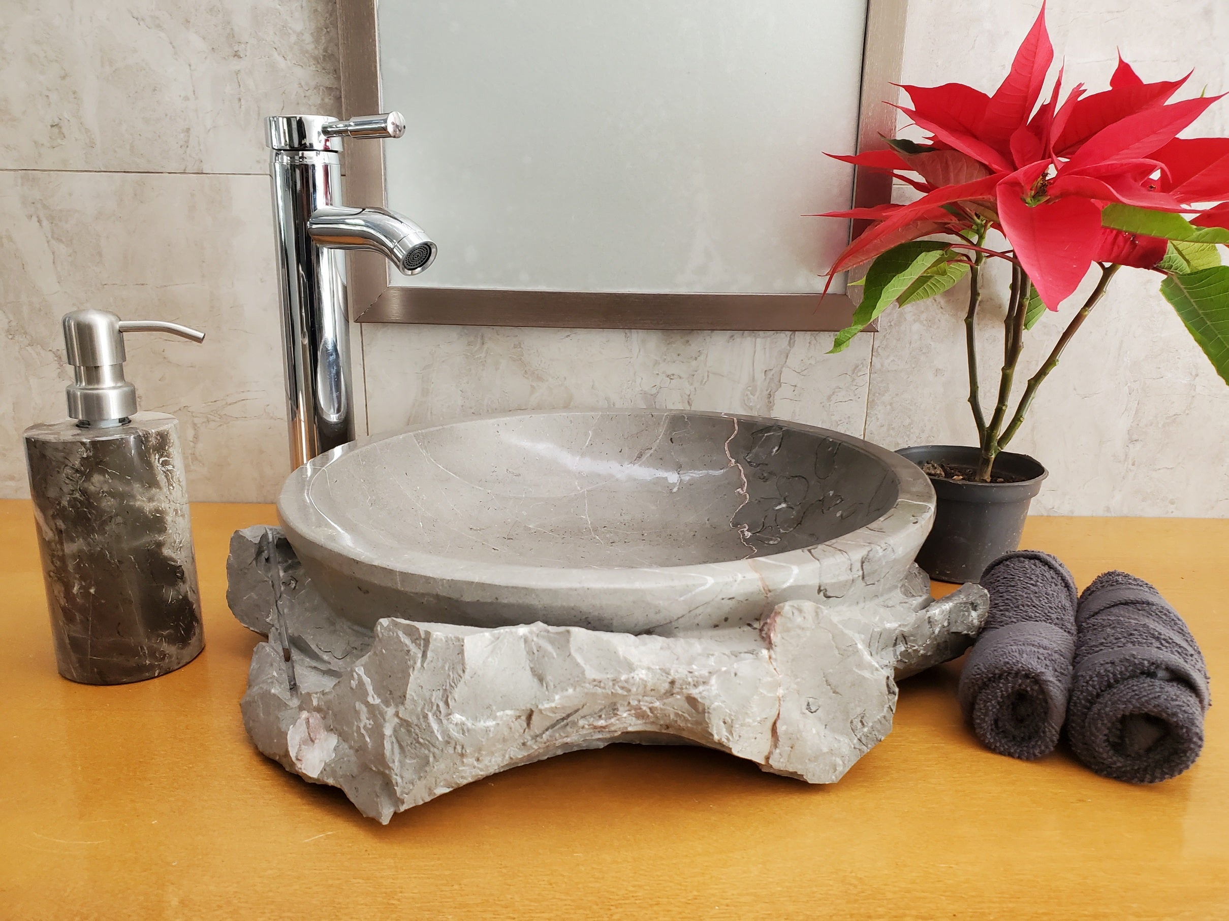 S23_27 Bardigio Marble Stone Vessel Sink (Round)