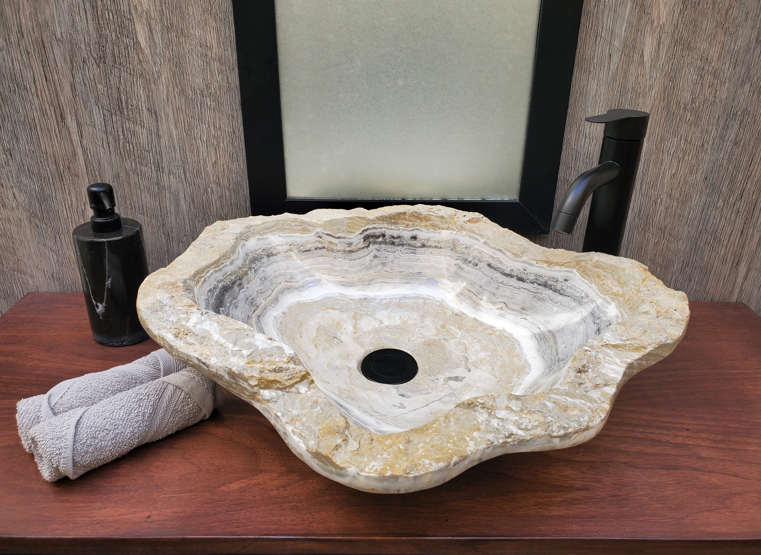 S23_10 Onyx Stone Vessel Bathroom Sink