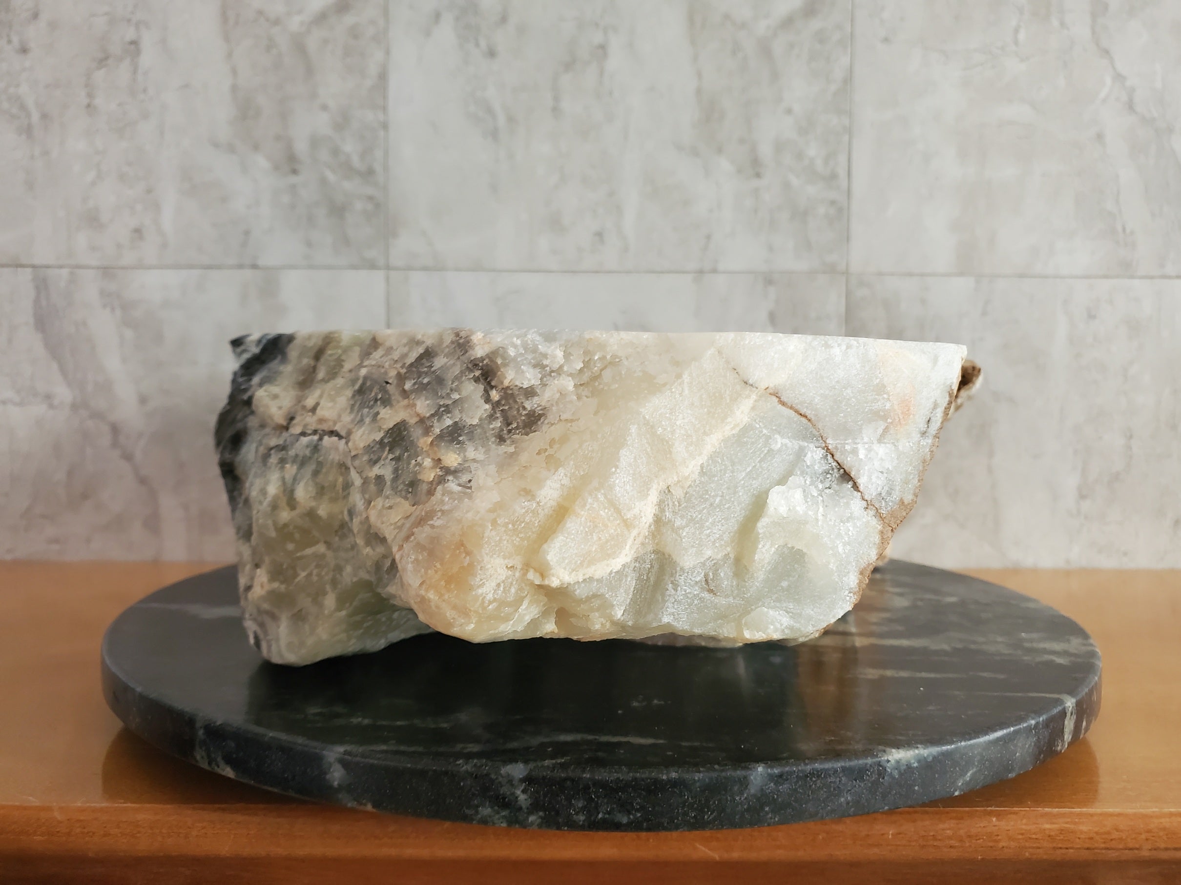 S23_26 Green and Grey Onyx Stone Vessel Bathroom Sink