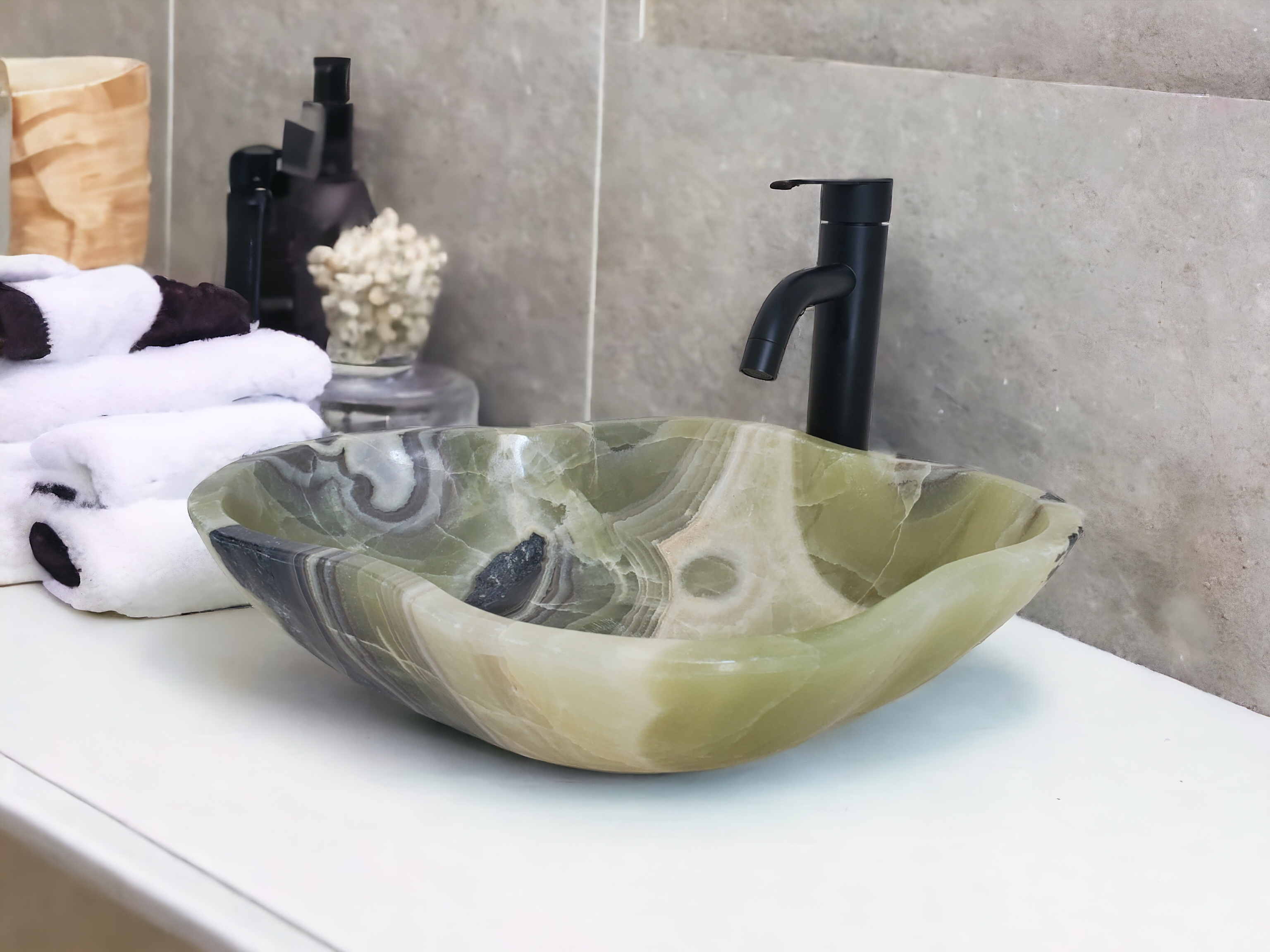 S21_04 Onyx Stone Vessel Bathroom Sink