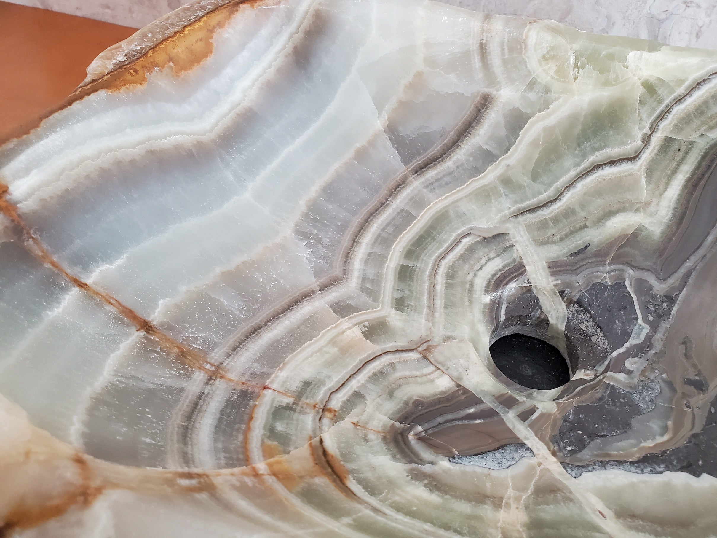 S23_23 Green and Grey Onyx Stone Vessel Bathroom Sink