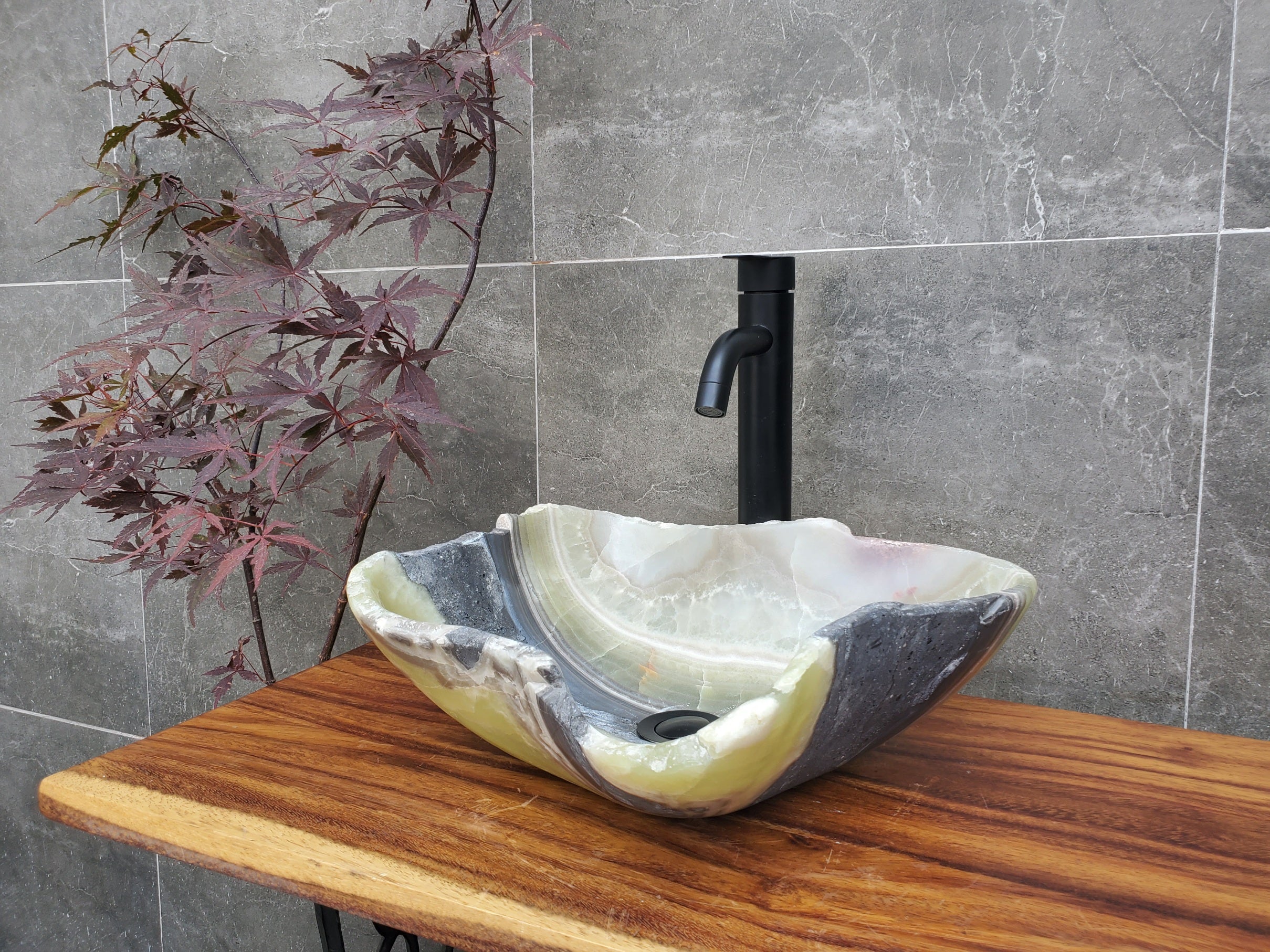 Green and Gray Onyx Vessel Bathroom Sink Onyx Sinks Onyx Sinks Sinks