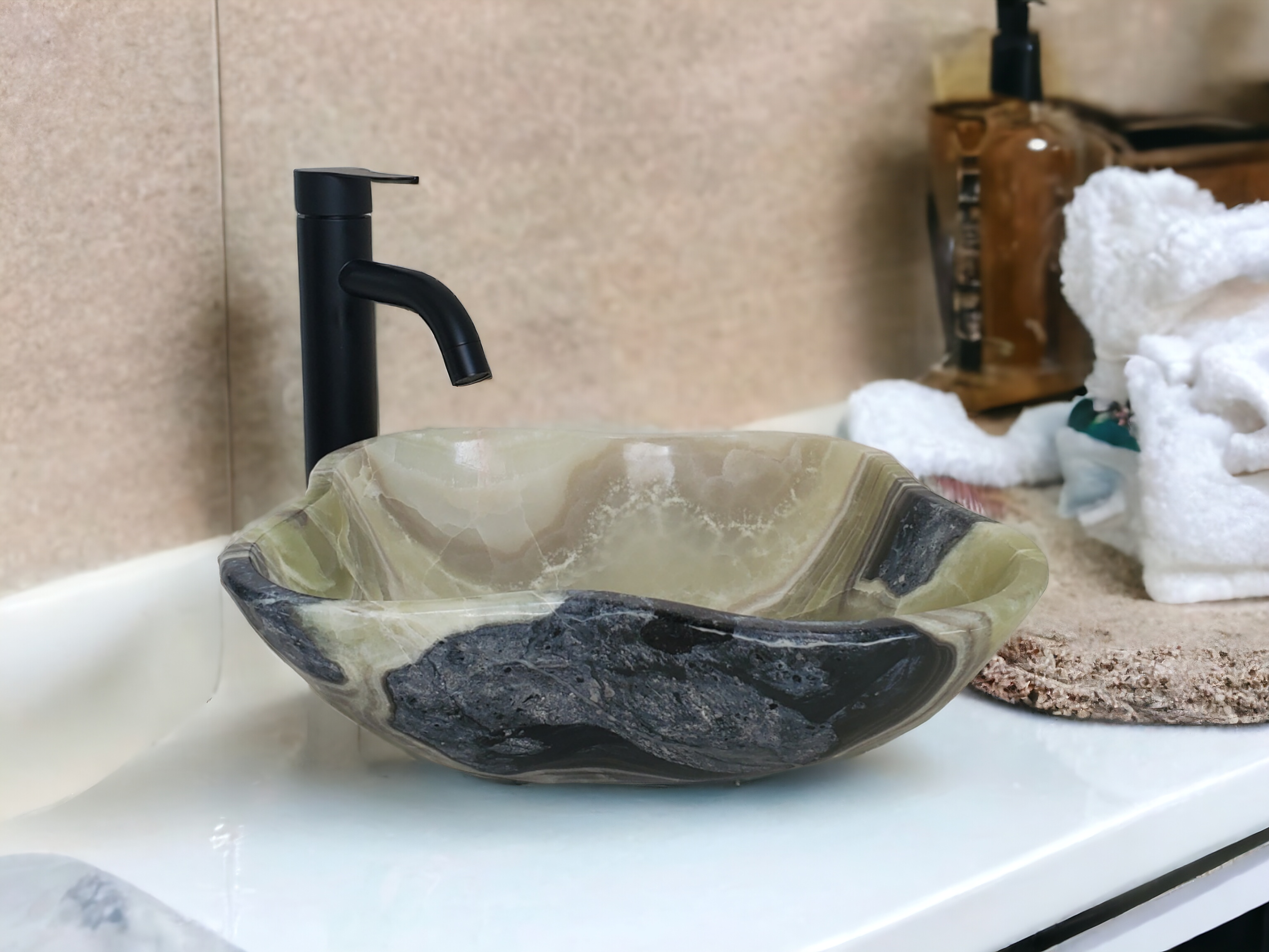 Green Onyx Bathroom Vessel Sink