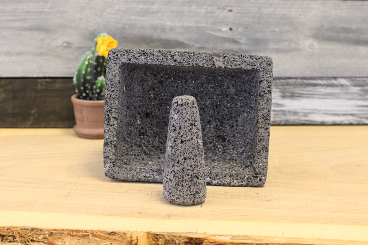 Boxy Bliss Bowl & Pestle - Lava Stone - 9 Inch Molcajete Accessories Kitchen & Dining Molcajete