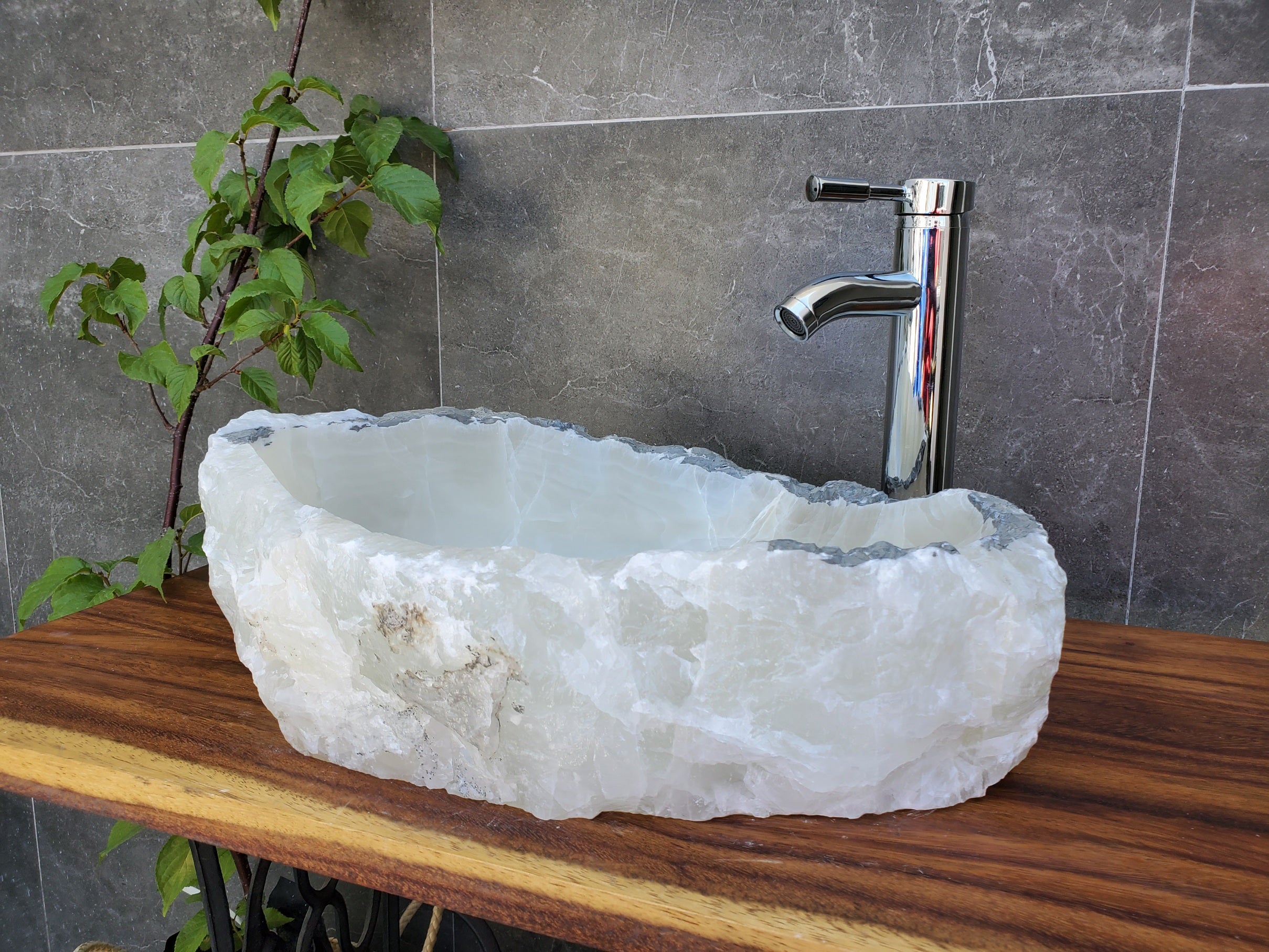 White Onyx Stone Vessel Sink