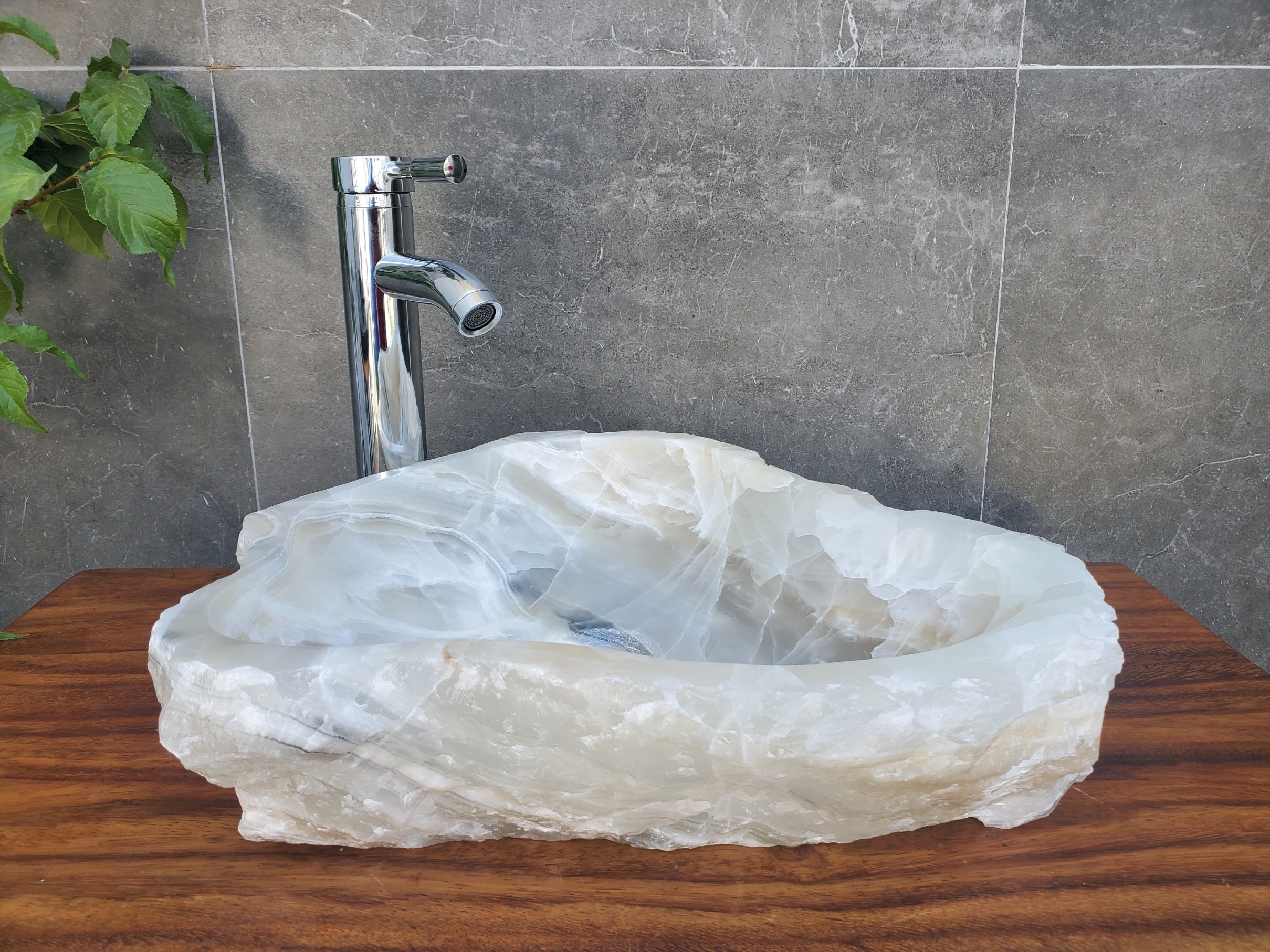 White Onyx Stone Vessel Sink