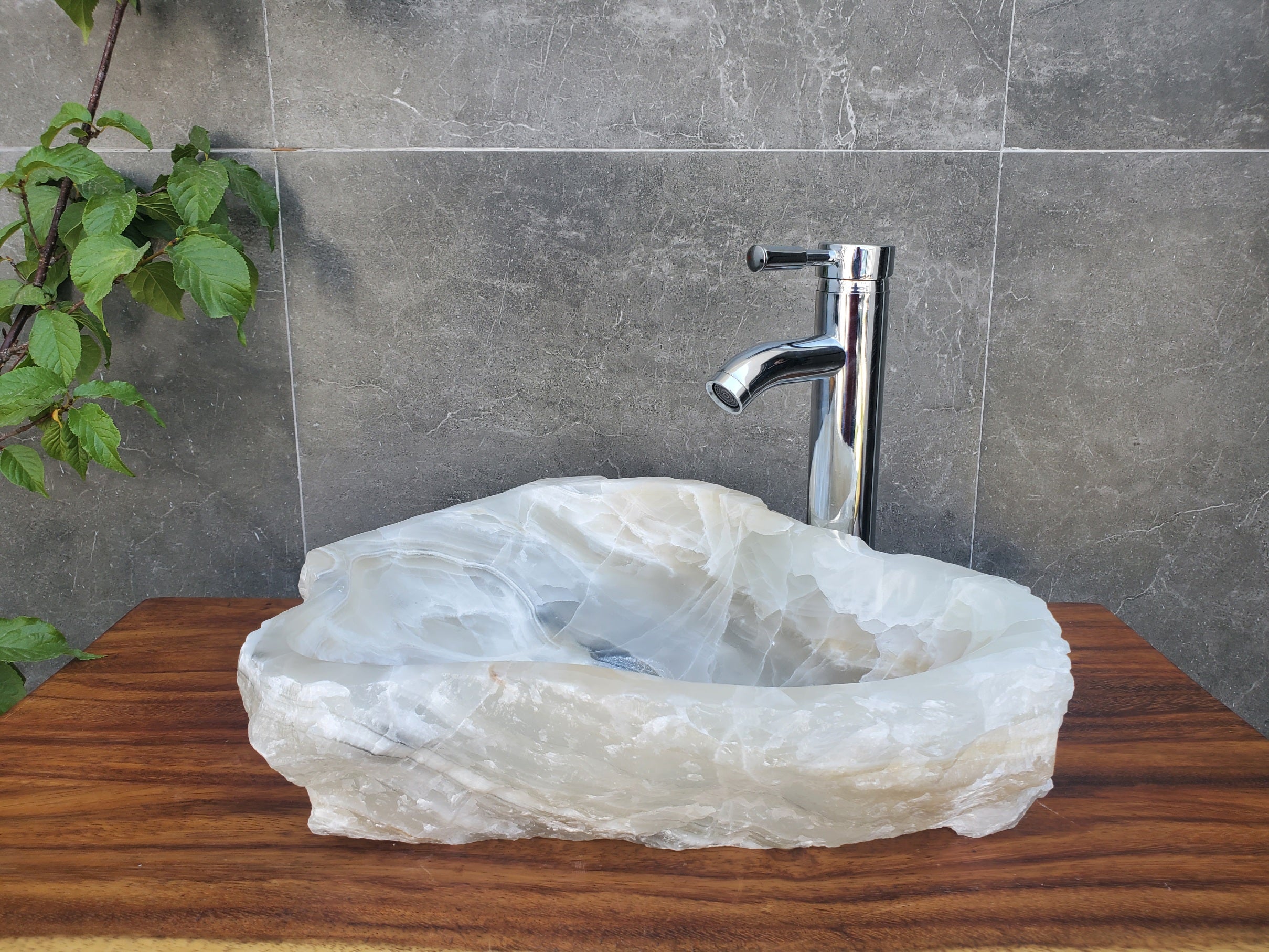 White Onyx Stone Vessel Sink