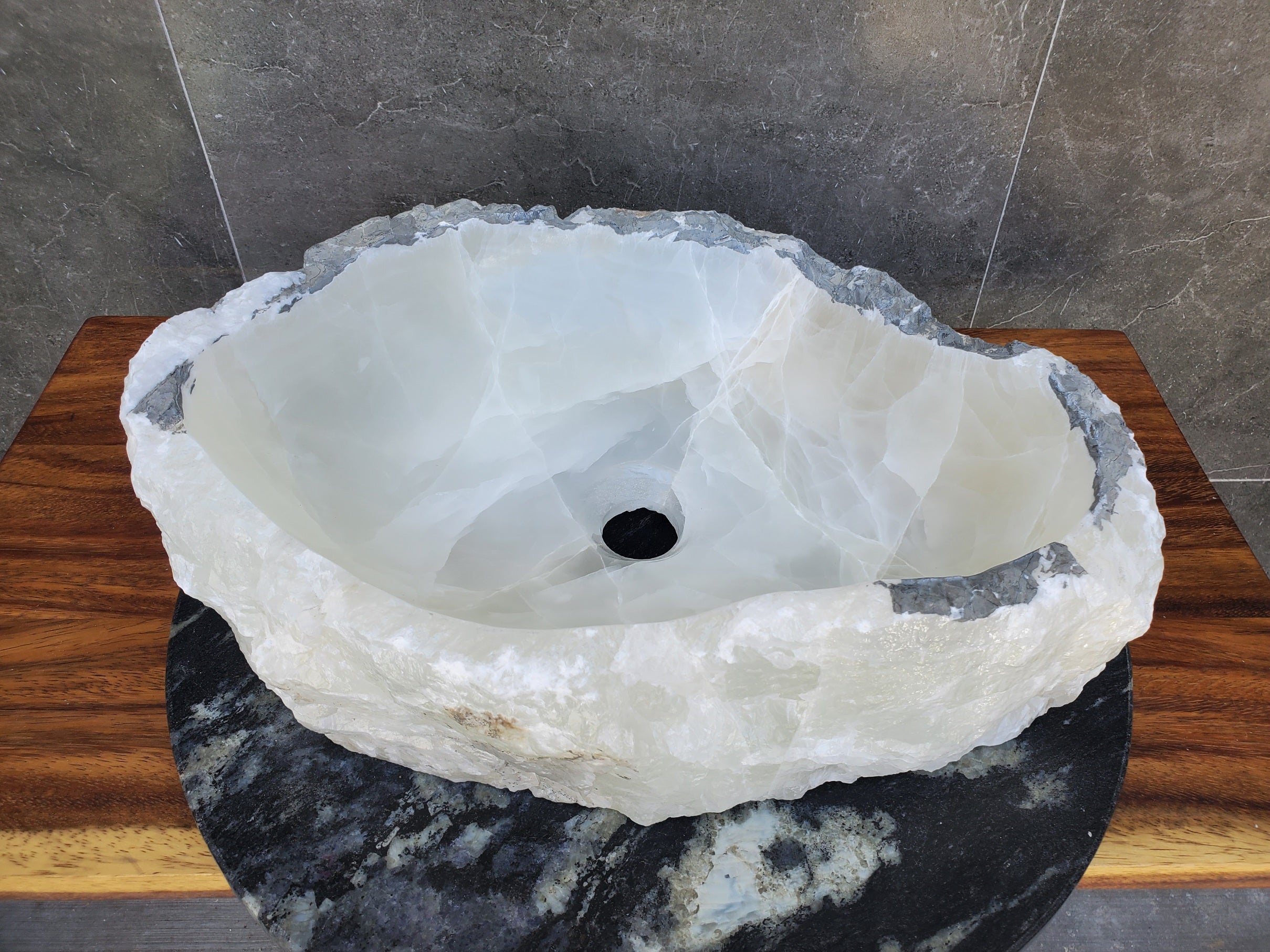 White Onyx Stone Vessel Sink