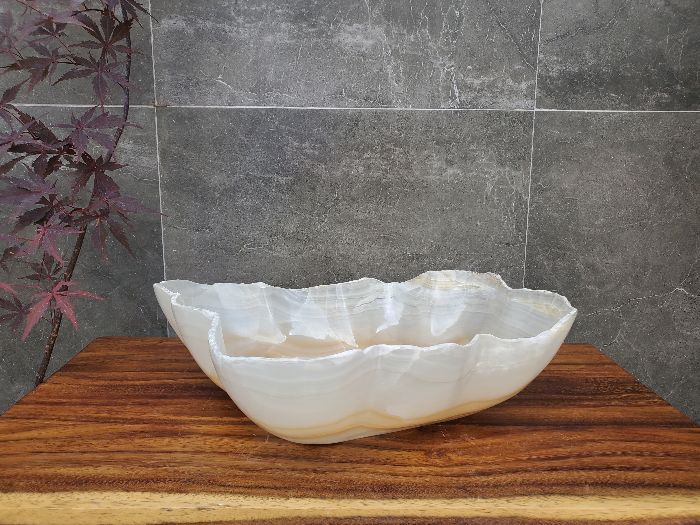 Neutral White Onyx Stone Vessel Bathroom Sink