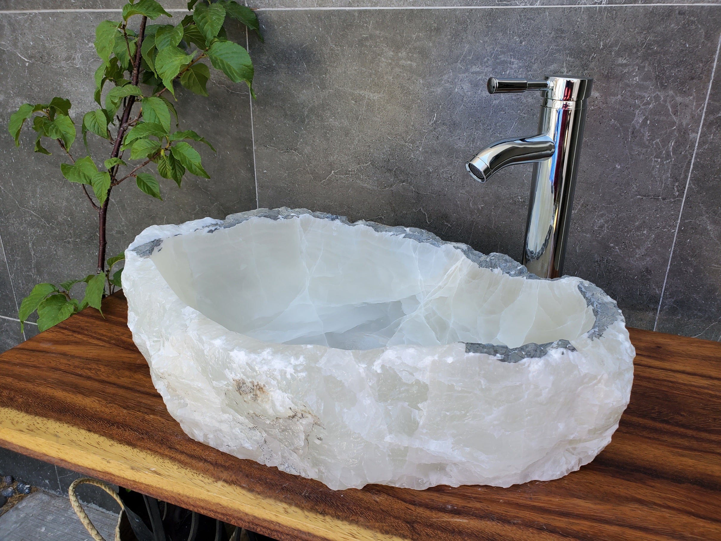 White Onyx Stone Vessel Sink