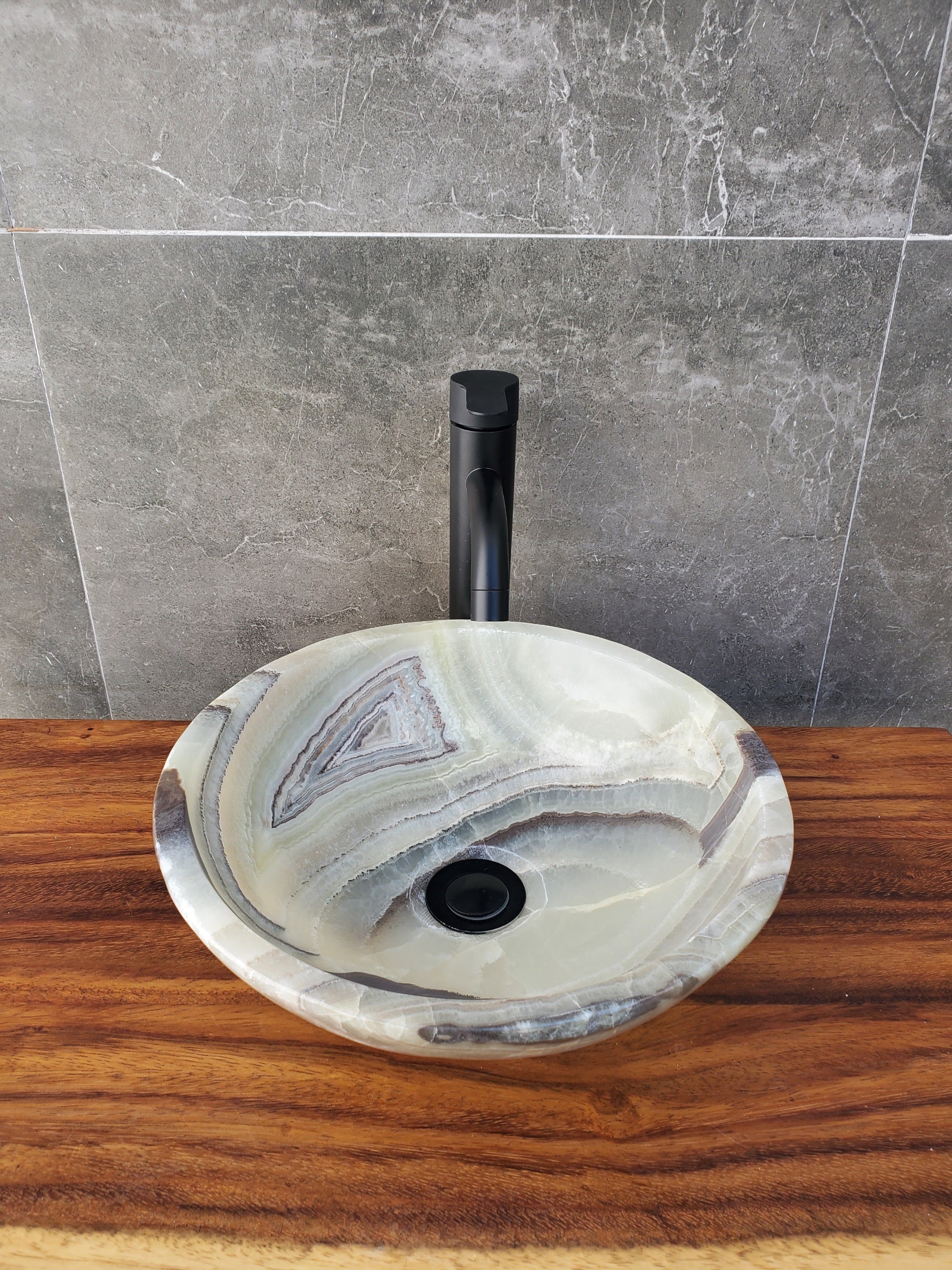 Onyx Stone Vessel Bathroom Sink - Round Onyx sinks Onyx Sinks Sinks