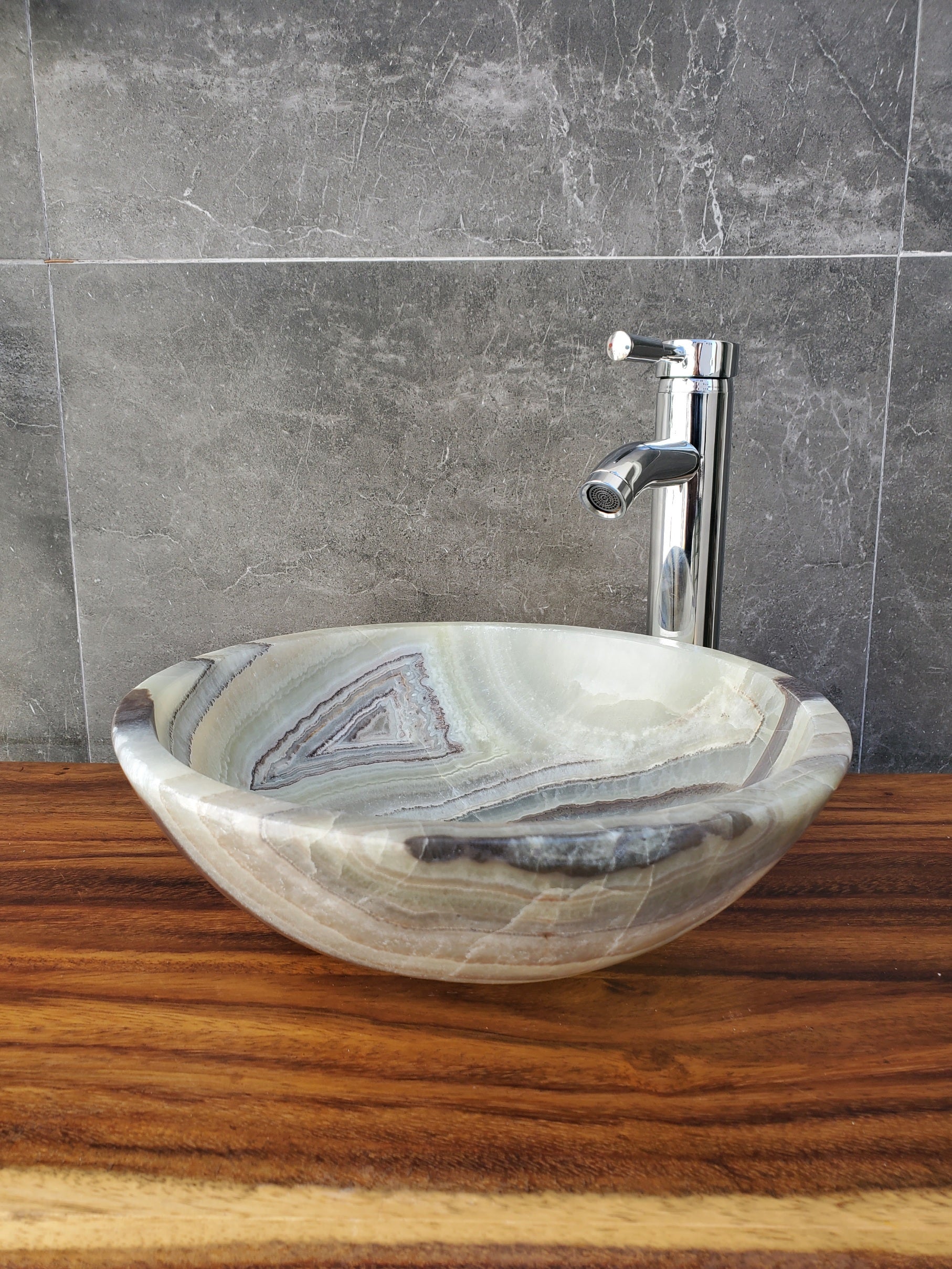 Onyx Stone Vessel Bathroom Sink - Round Onyx sinks Onyx Sinks Sinks