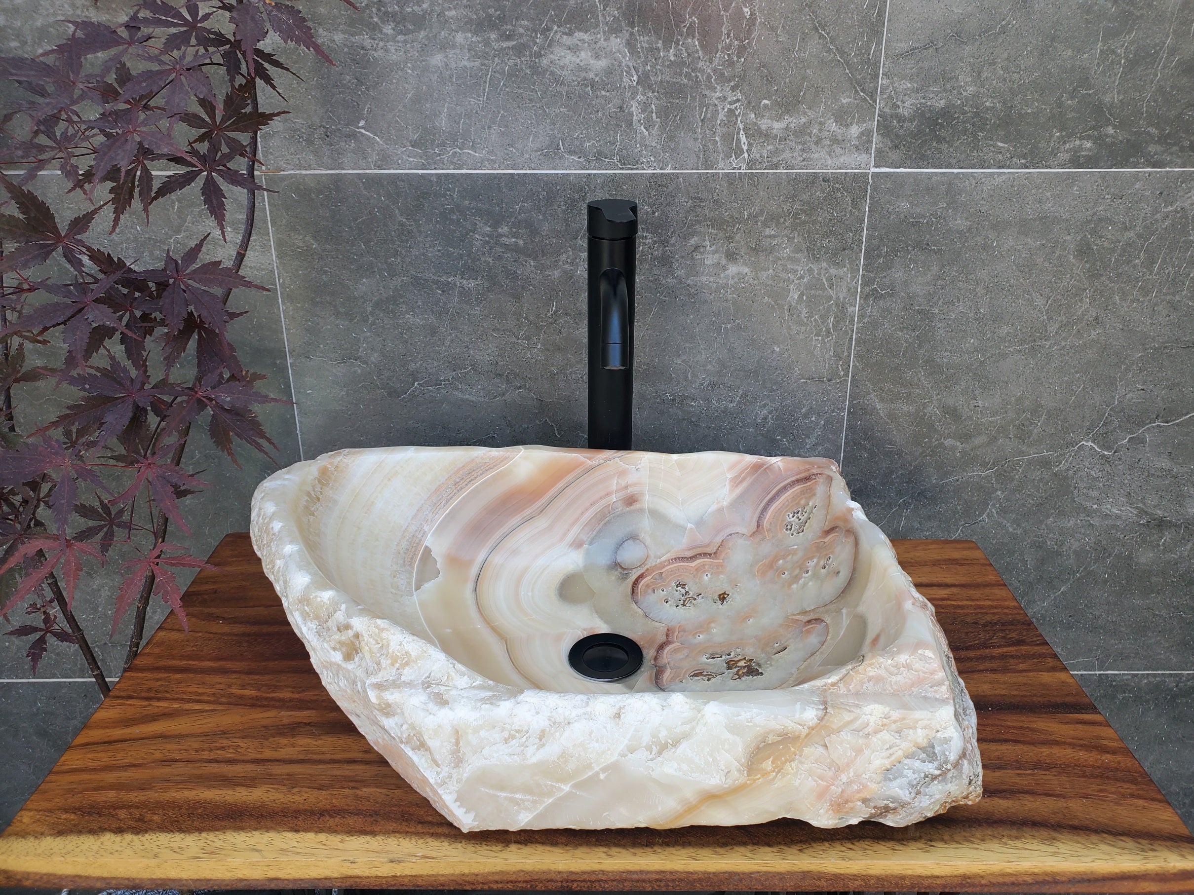 S21_29 Onyx Stone Vessel Bathroom Sink