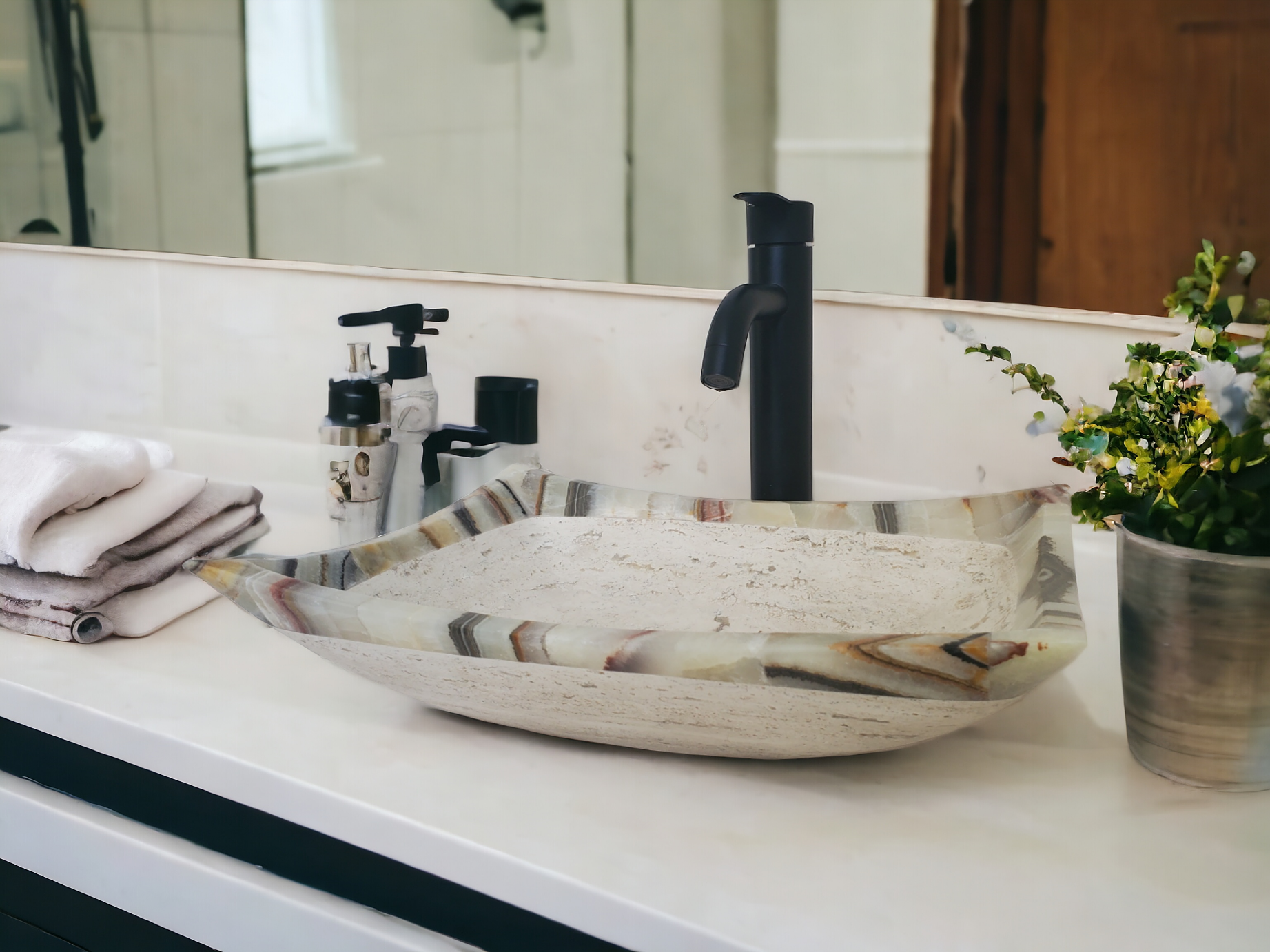 S21_20 Onyx Stone Bathroom Vessel Sink