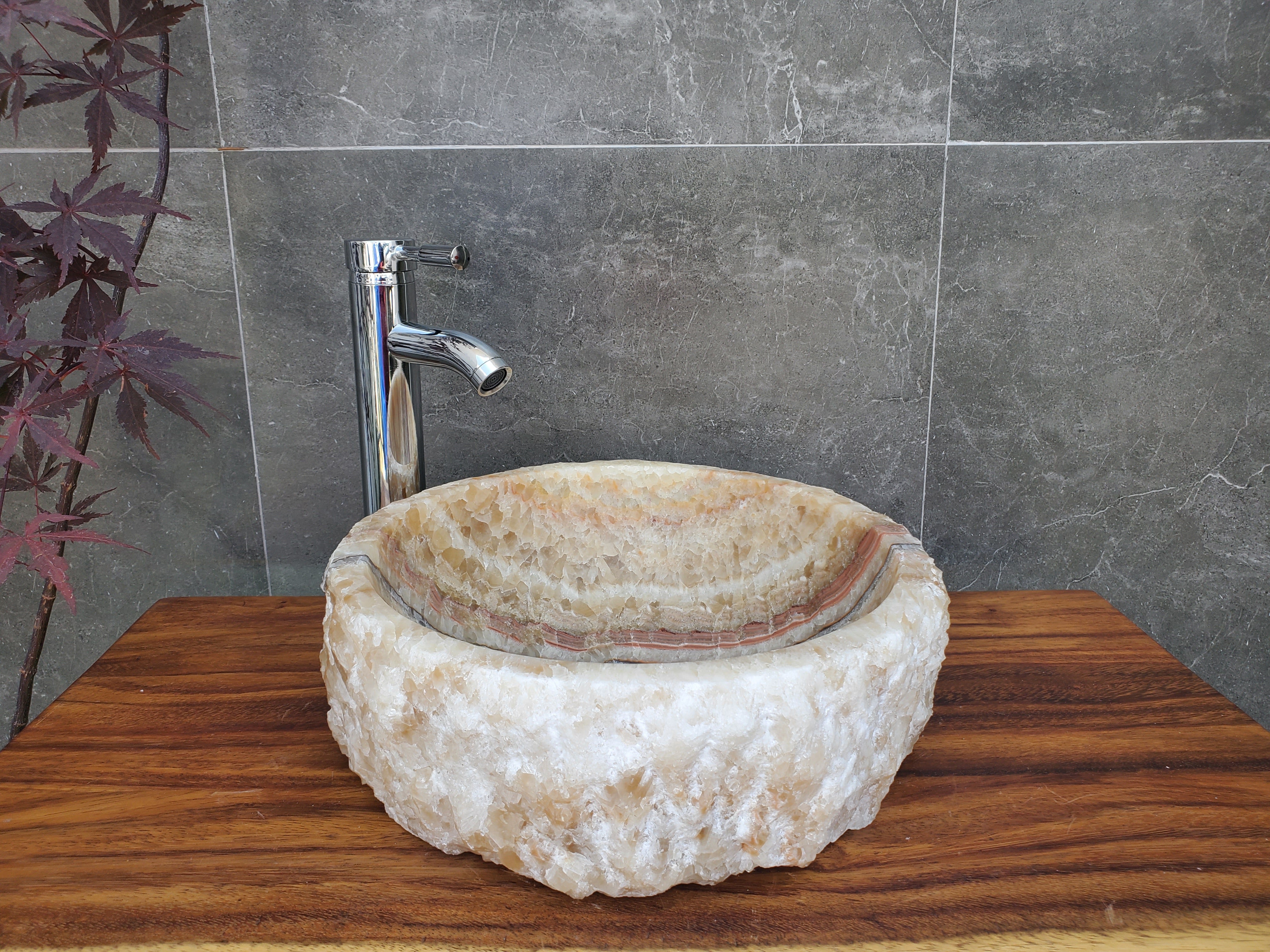 S21_32 Onyx Stone Vessel Sink (Round)