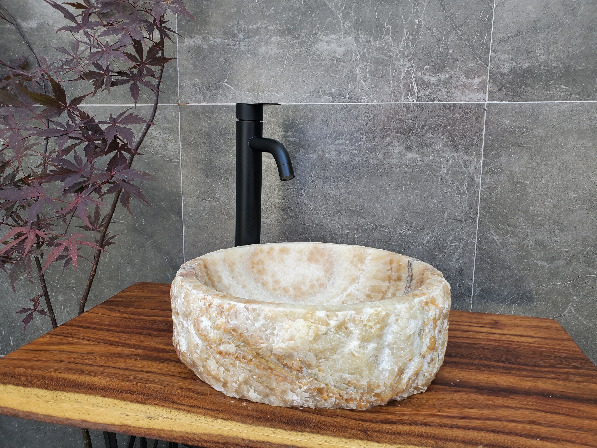 S21_32 Onyx Stone Vessel Sink (Round)