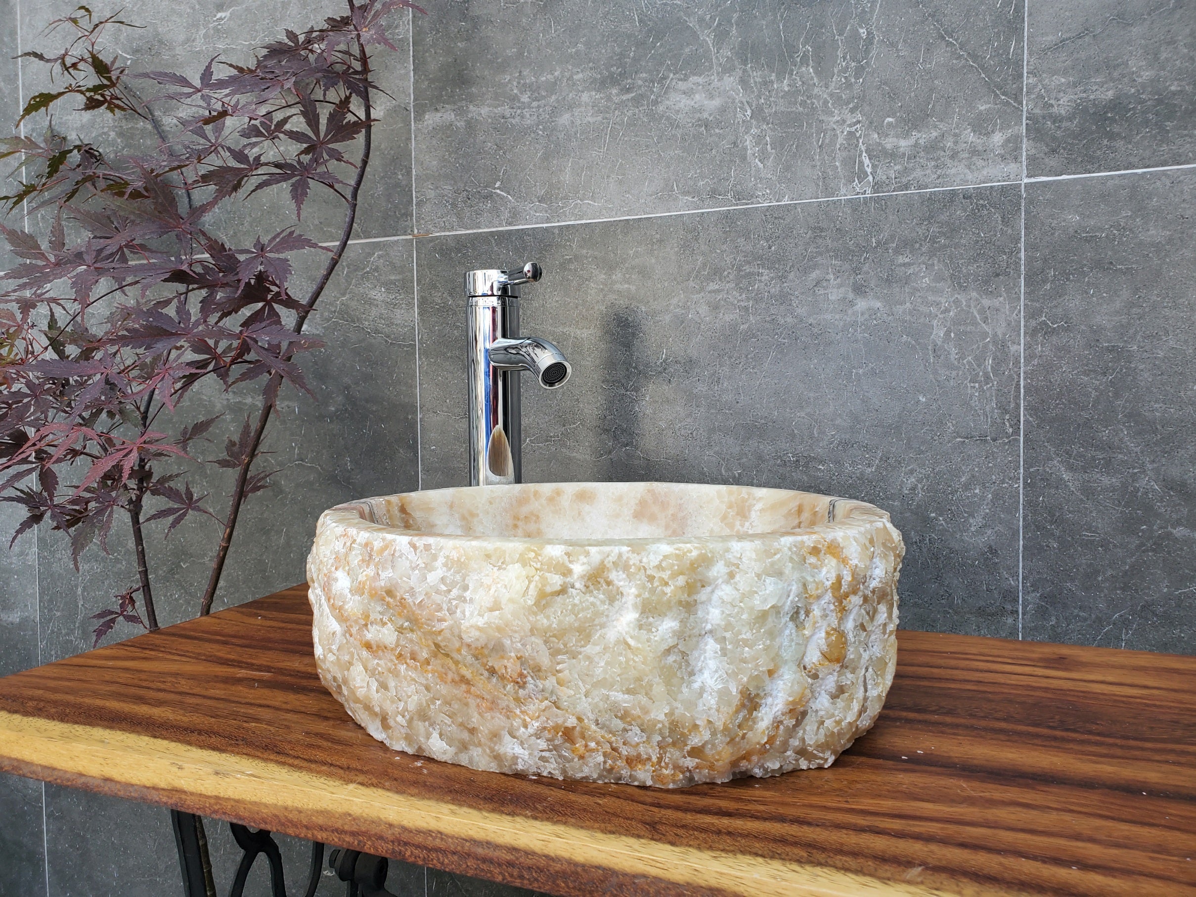 S21_32 Onyx Stone Vessel Sink (Round)