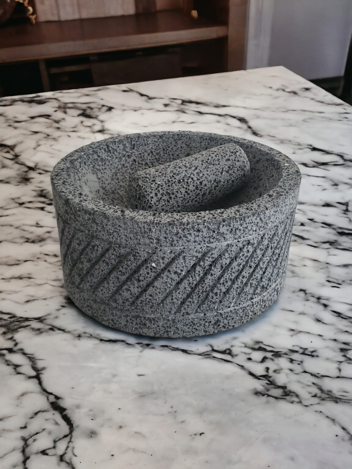 Mortar & Pestle Slants - Lava Stone - 8 Inch Molcajete Accessories Kitchen & Dining Molcajete