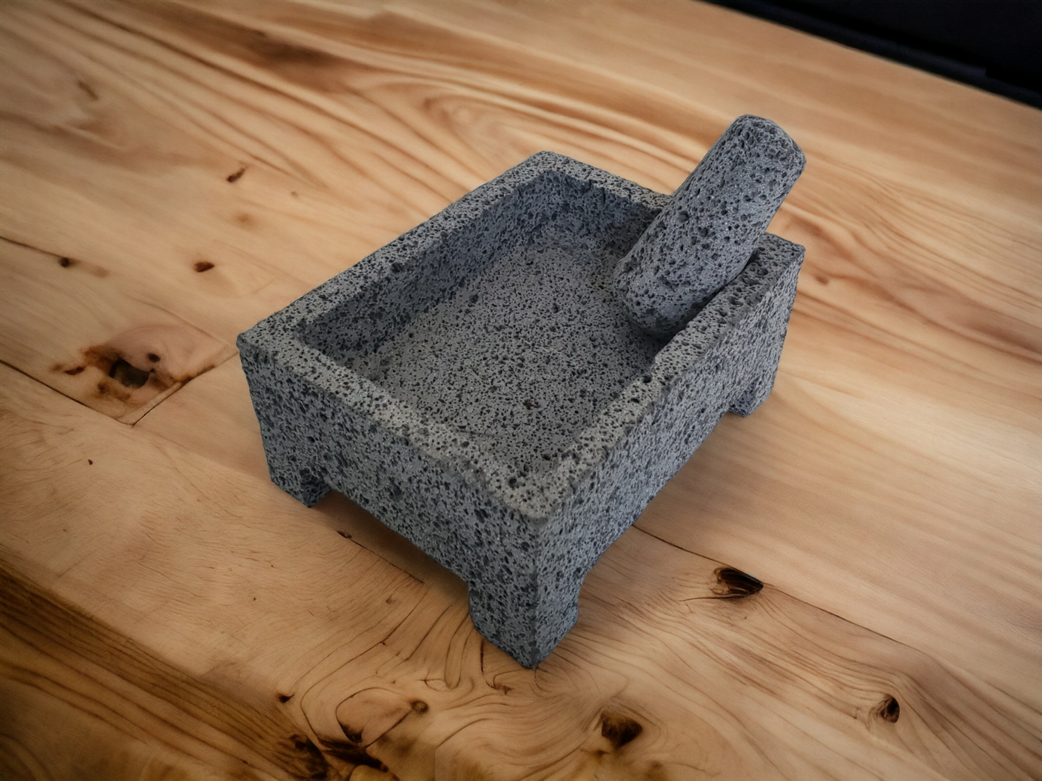 Boxy Bliss Bowl & Pestle - Lava Stone - 9 Inch Molcajete Accessories Kitchen & Dining Molcajete