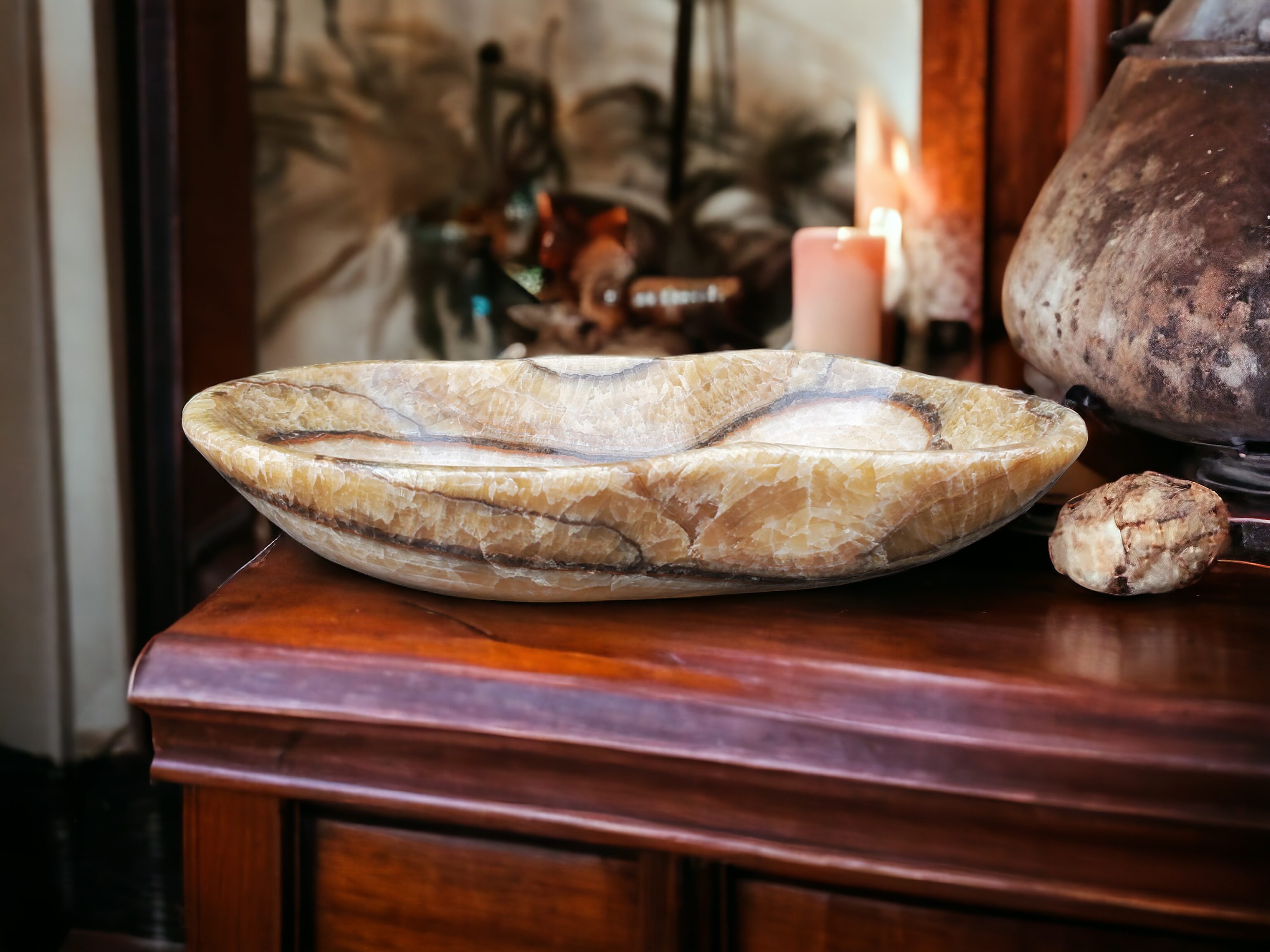 KB_02 Polished Onyx Stone Bowl (Small)