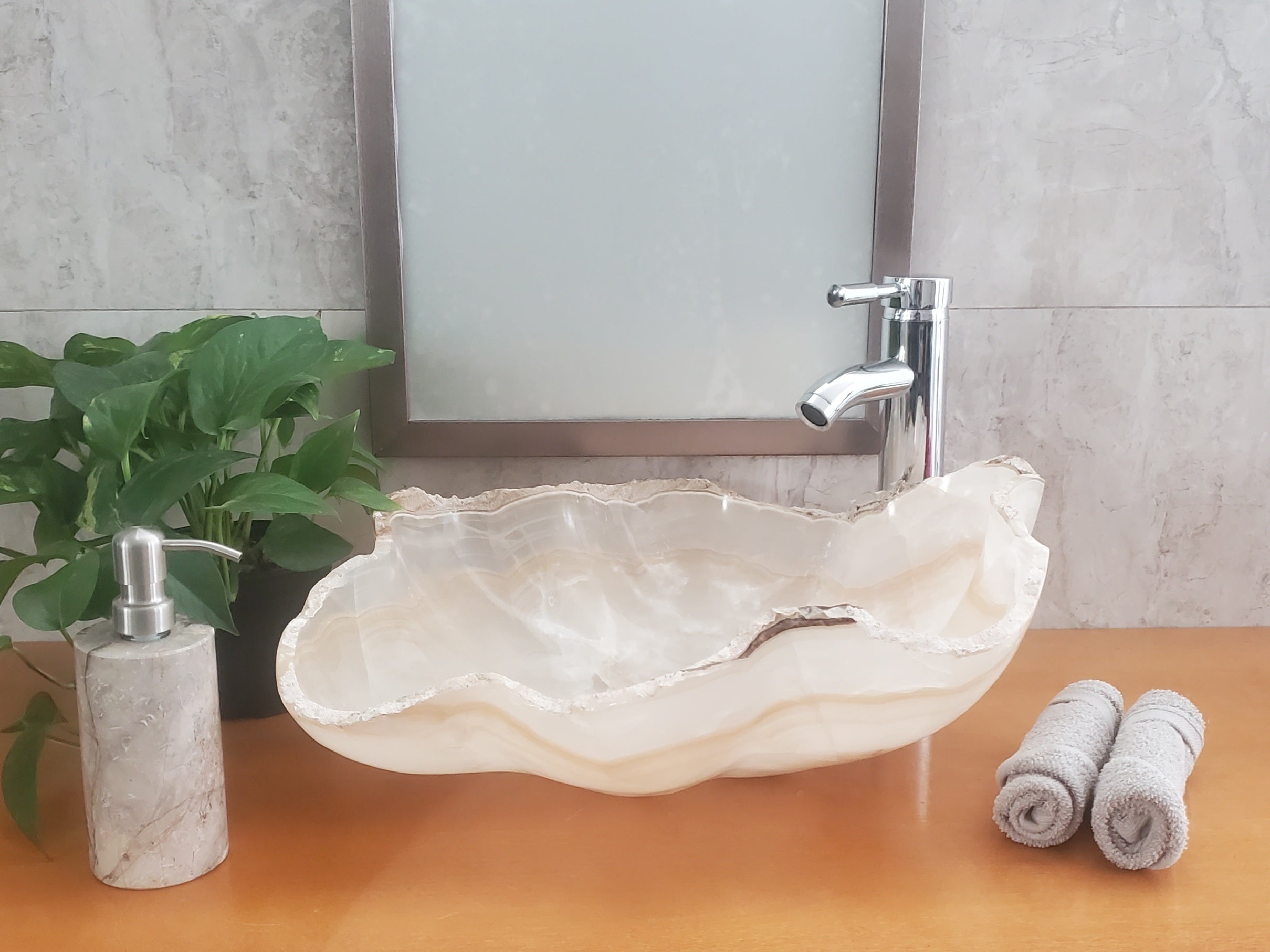 S23_01 Onyx Stone Bathroom Vessel Sink