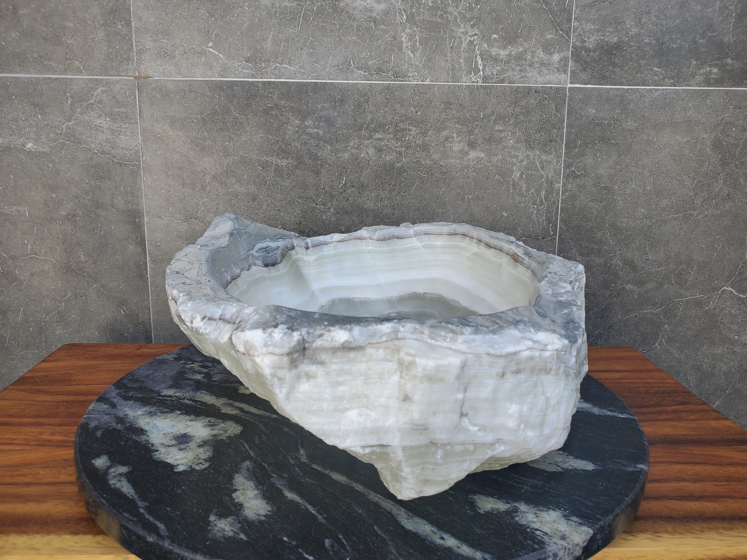 S21_22 Transparent Onyx Stone Bathroom Vessel Sink