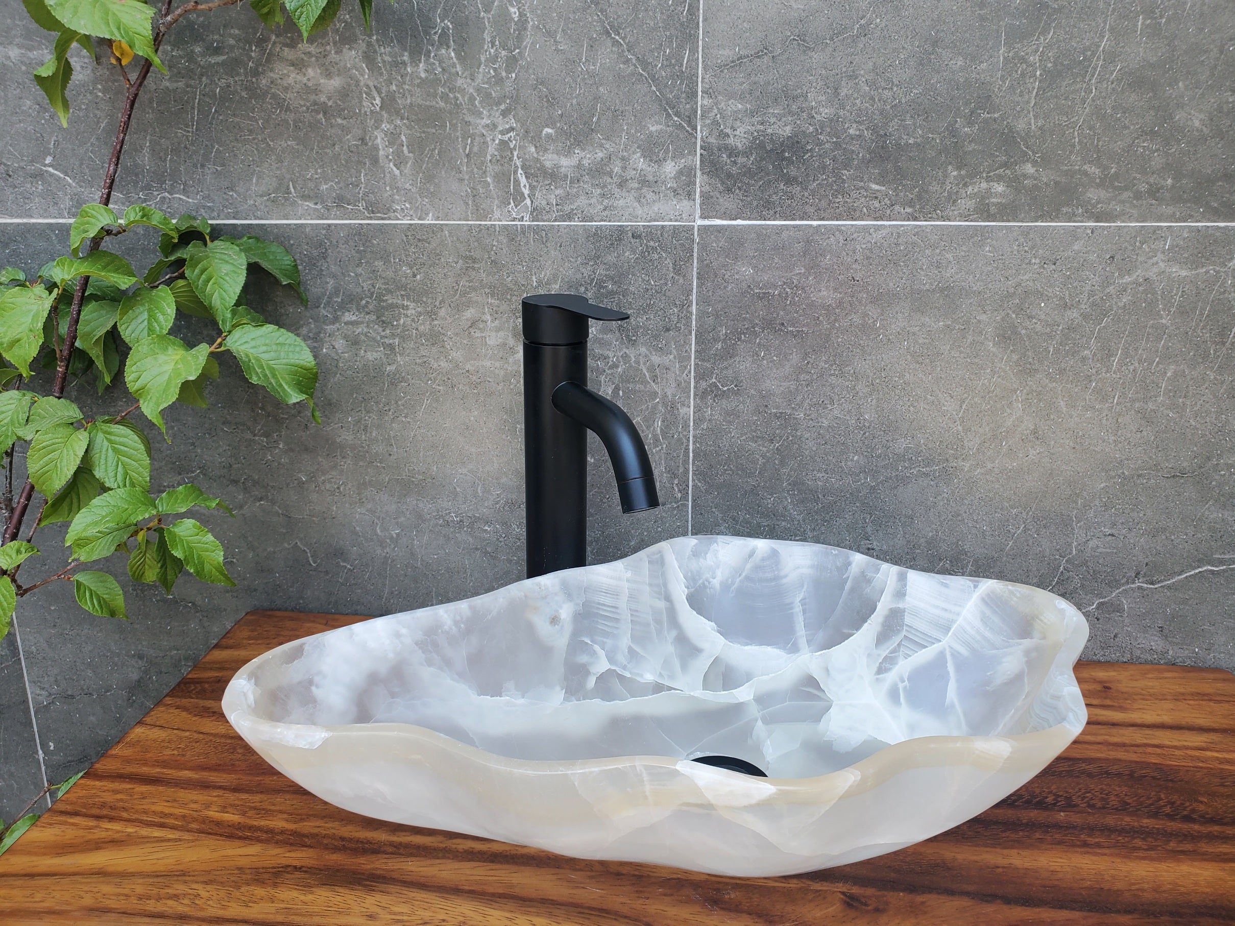 S21_21 Crystal Onyx Stone Bathroom Vessel Sink