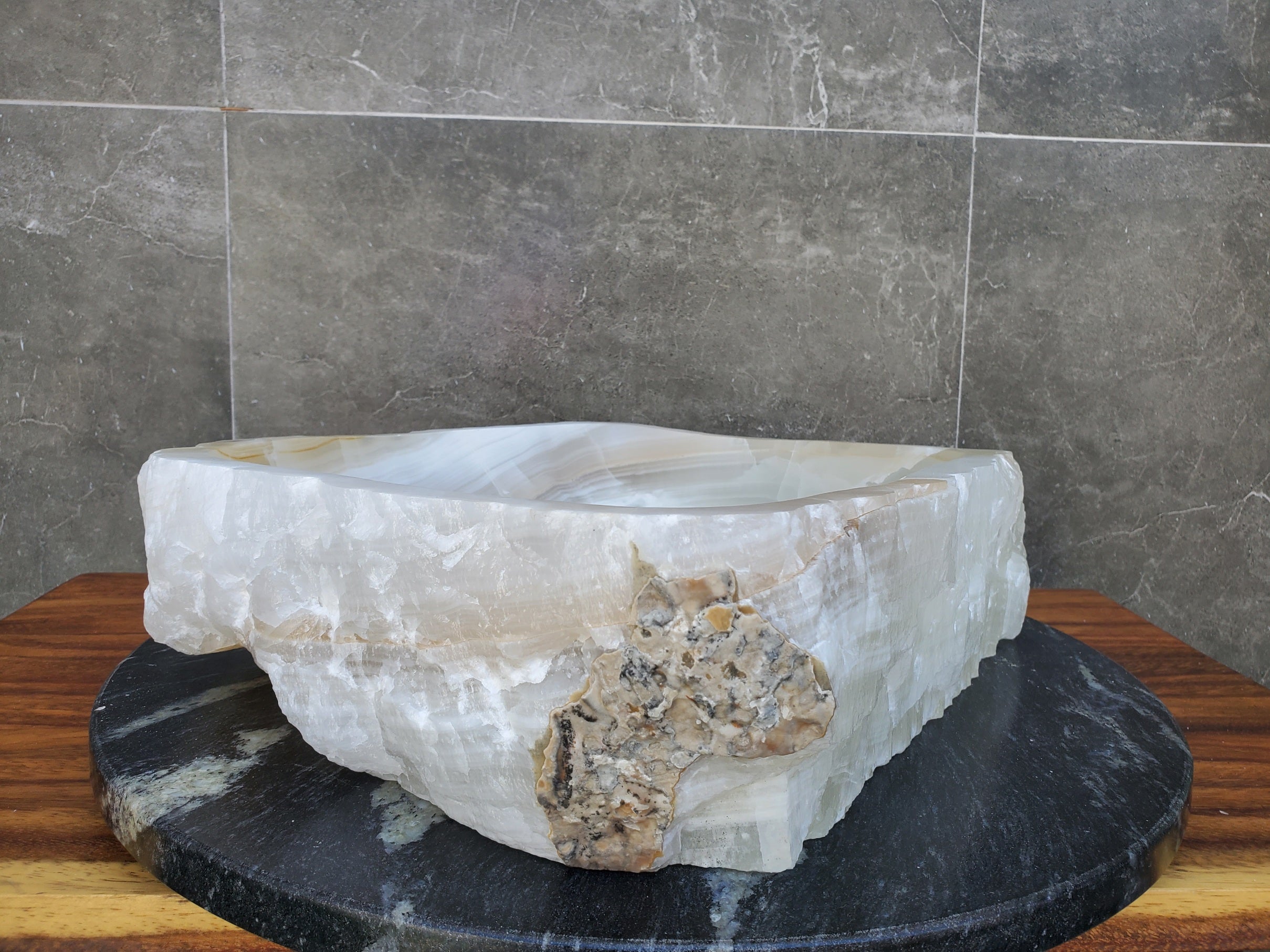 S21_27 Onyx Stone Bathroom Vessel Sink