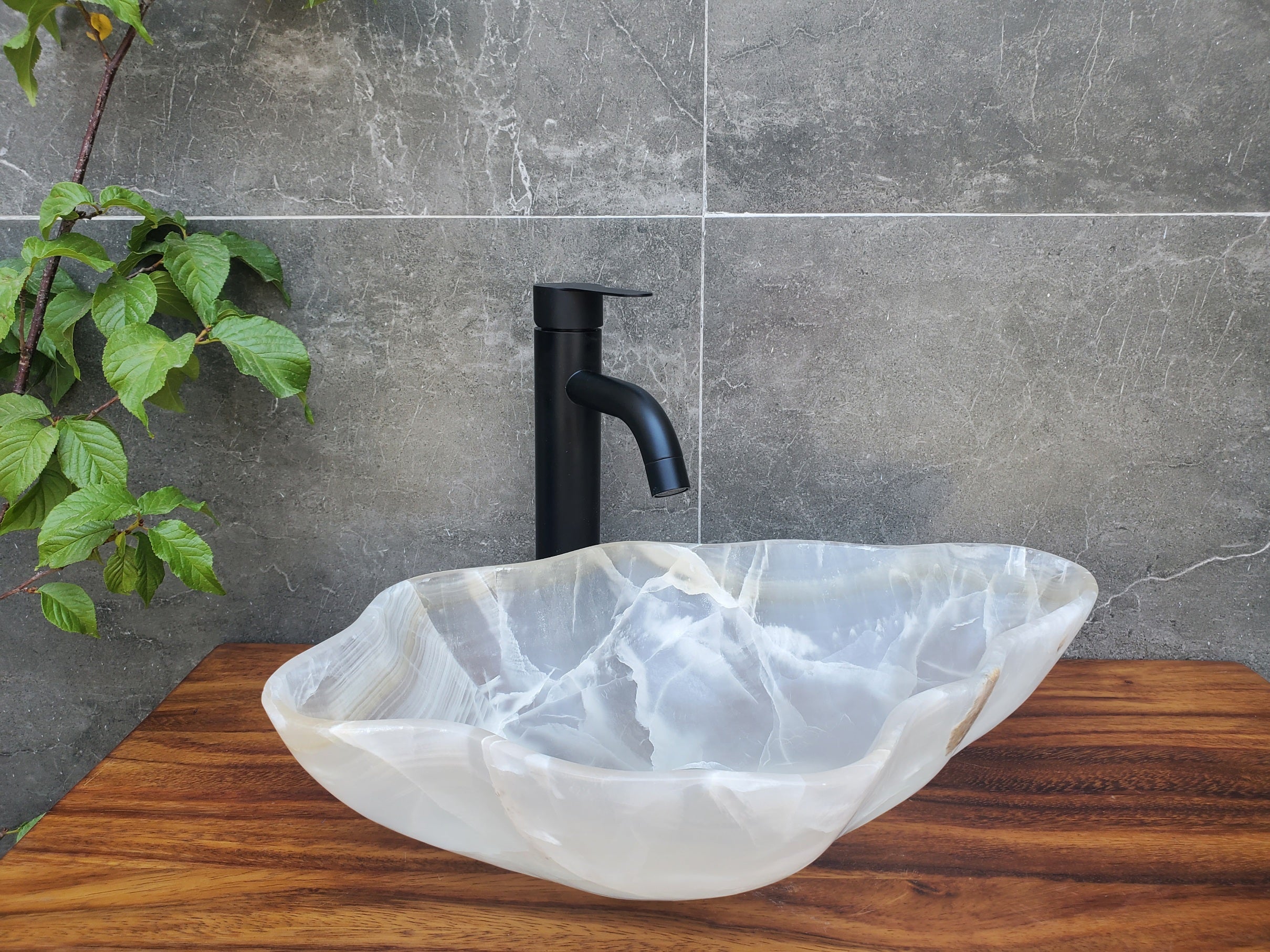 S21_21 Crystal Onyx Stone Bathroom Vessel Sink