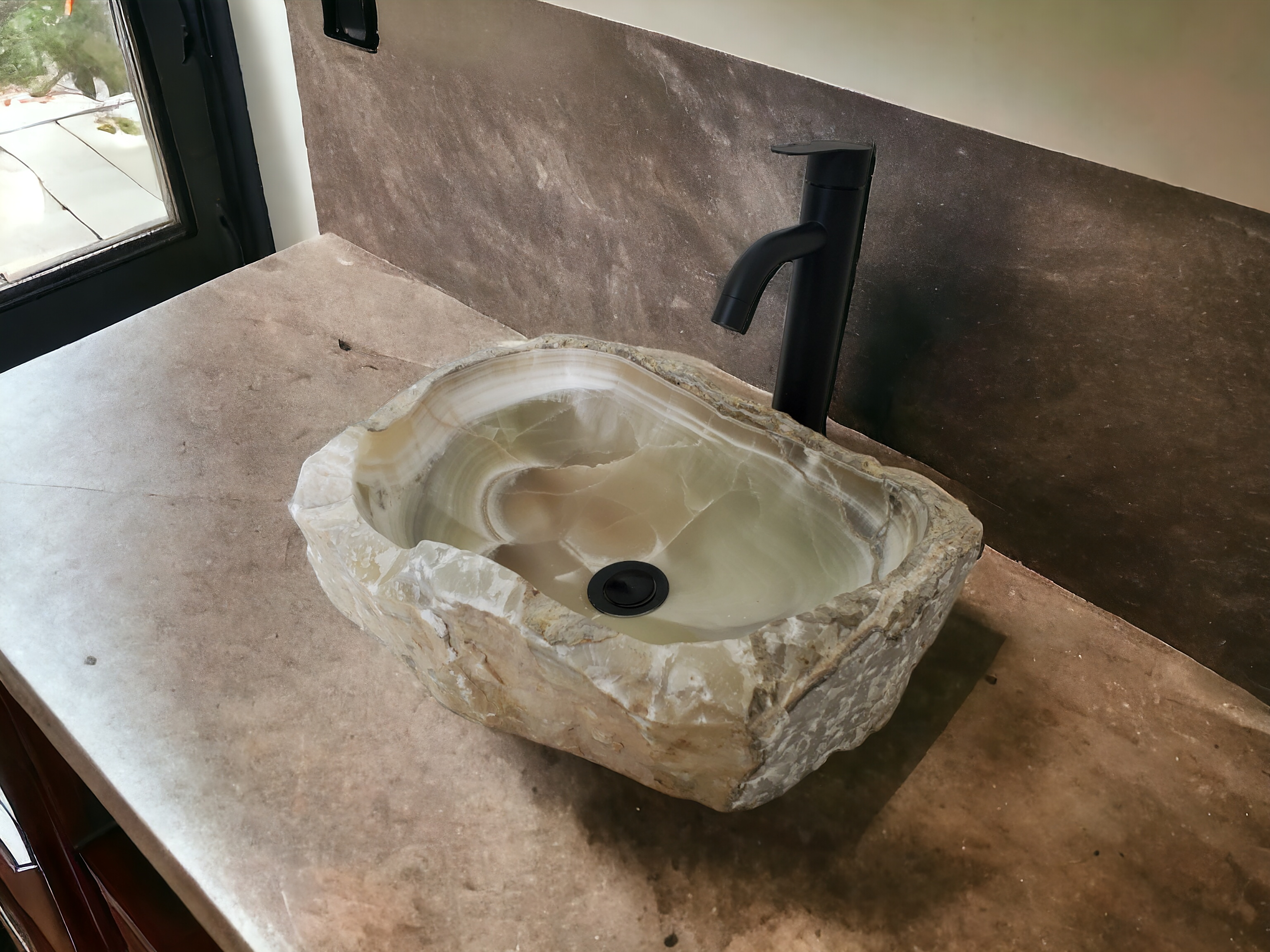 S21_06 Onyx Stone Vessel Bathroom Sink