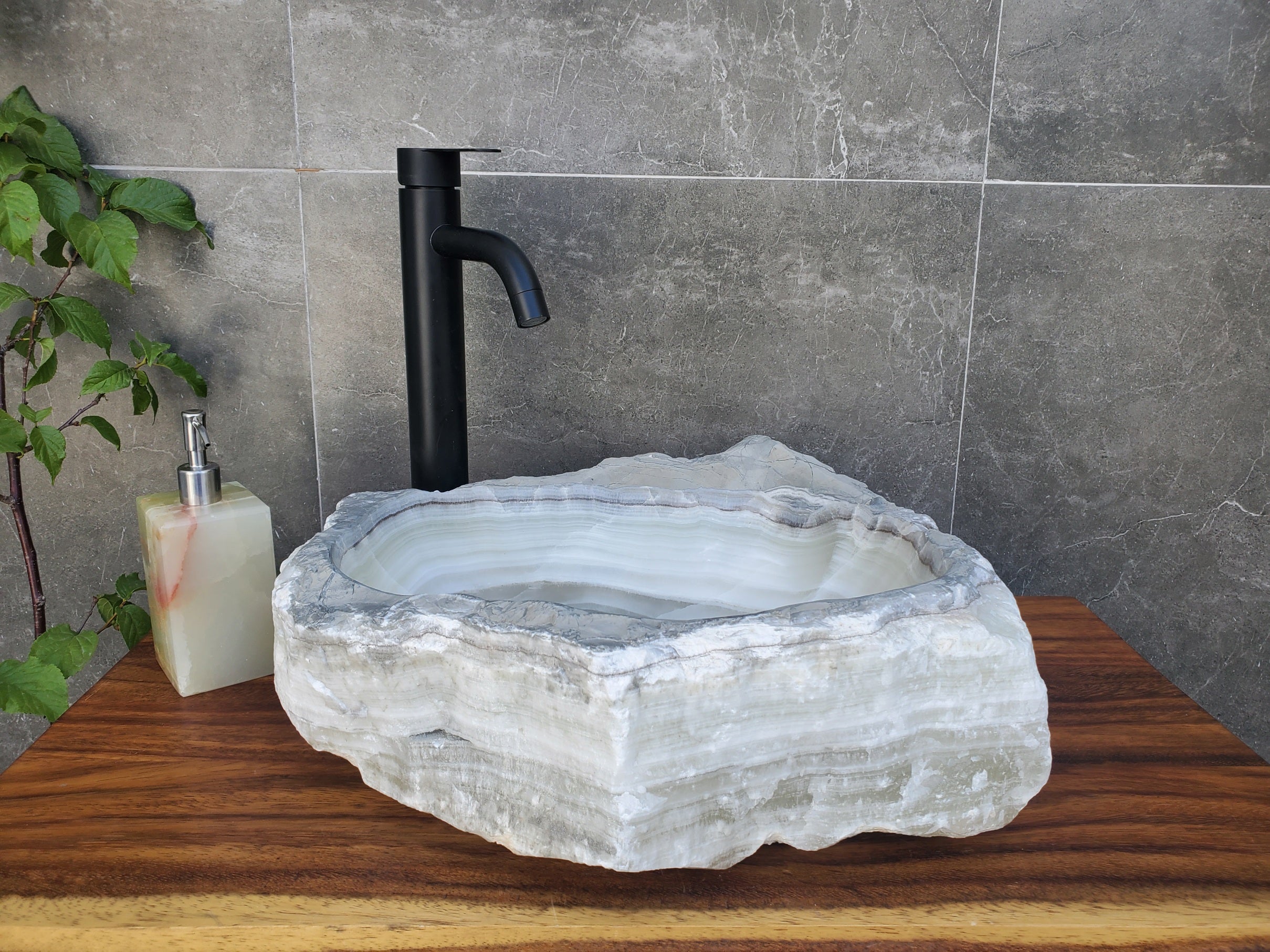 S21_22 Transparent Onyx Stone Bathroom Vessel Sink