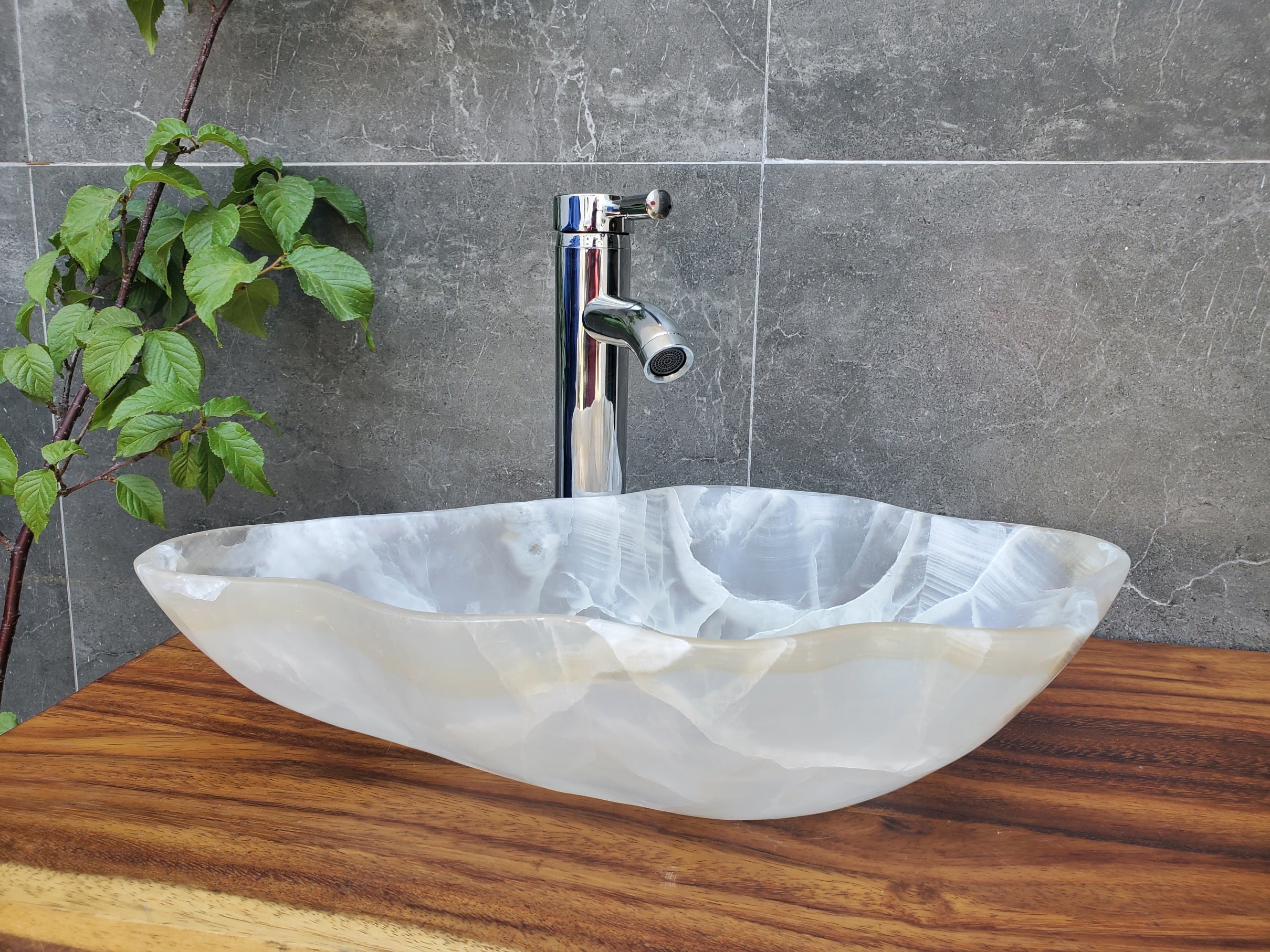 S21_21 Crystal Onyx Stone Bathroom Vessel Sink