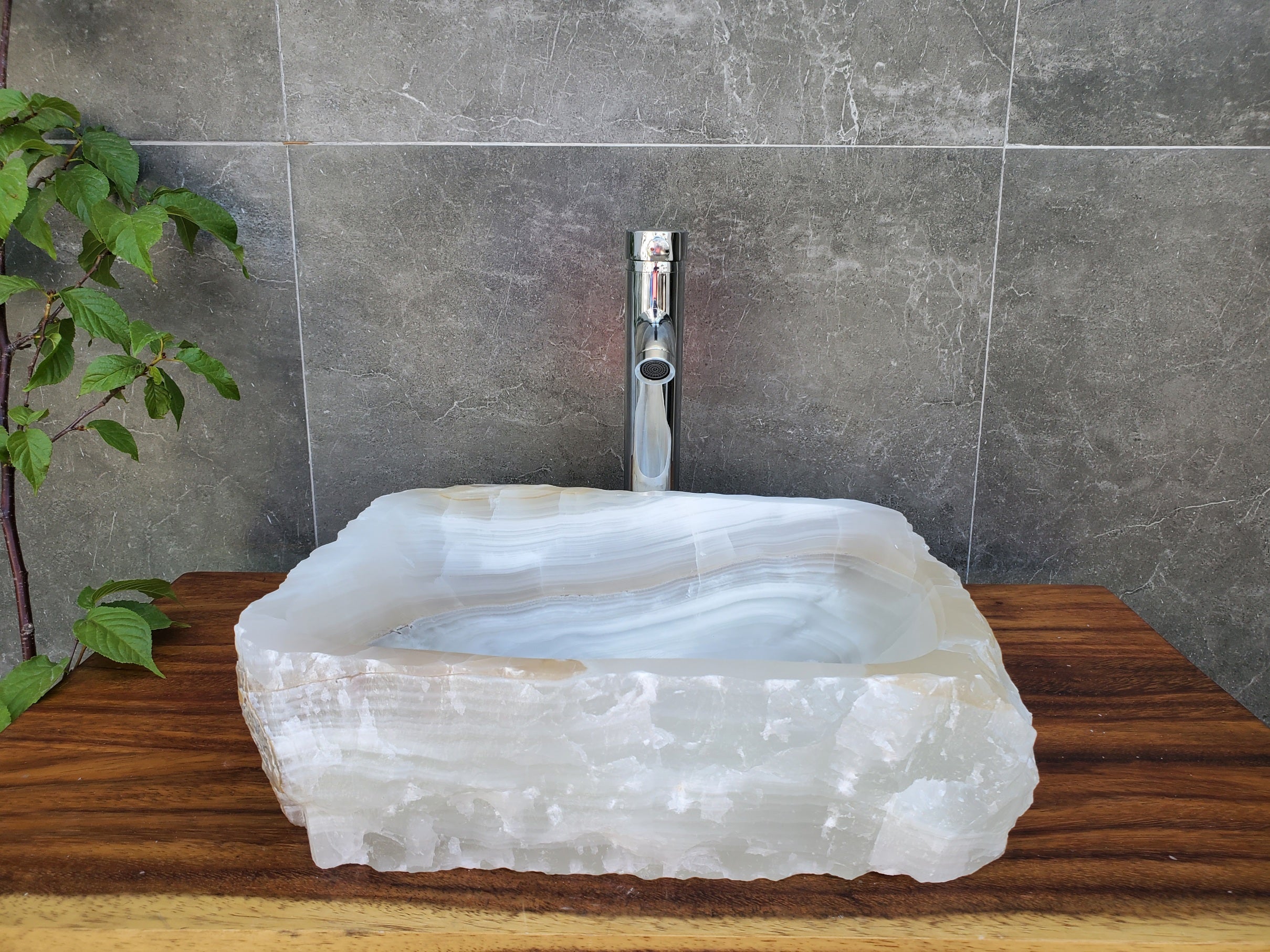 S21_27 Onyx Stone Bathroom Vessel Sink