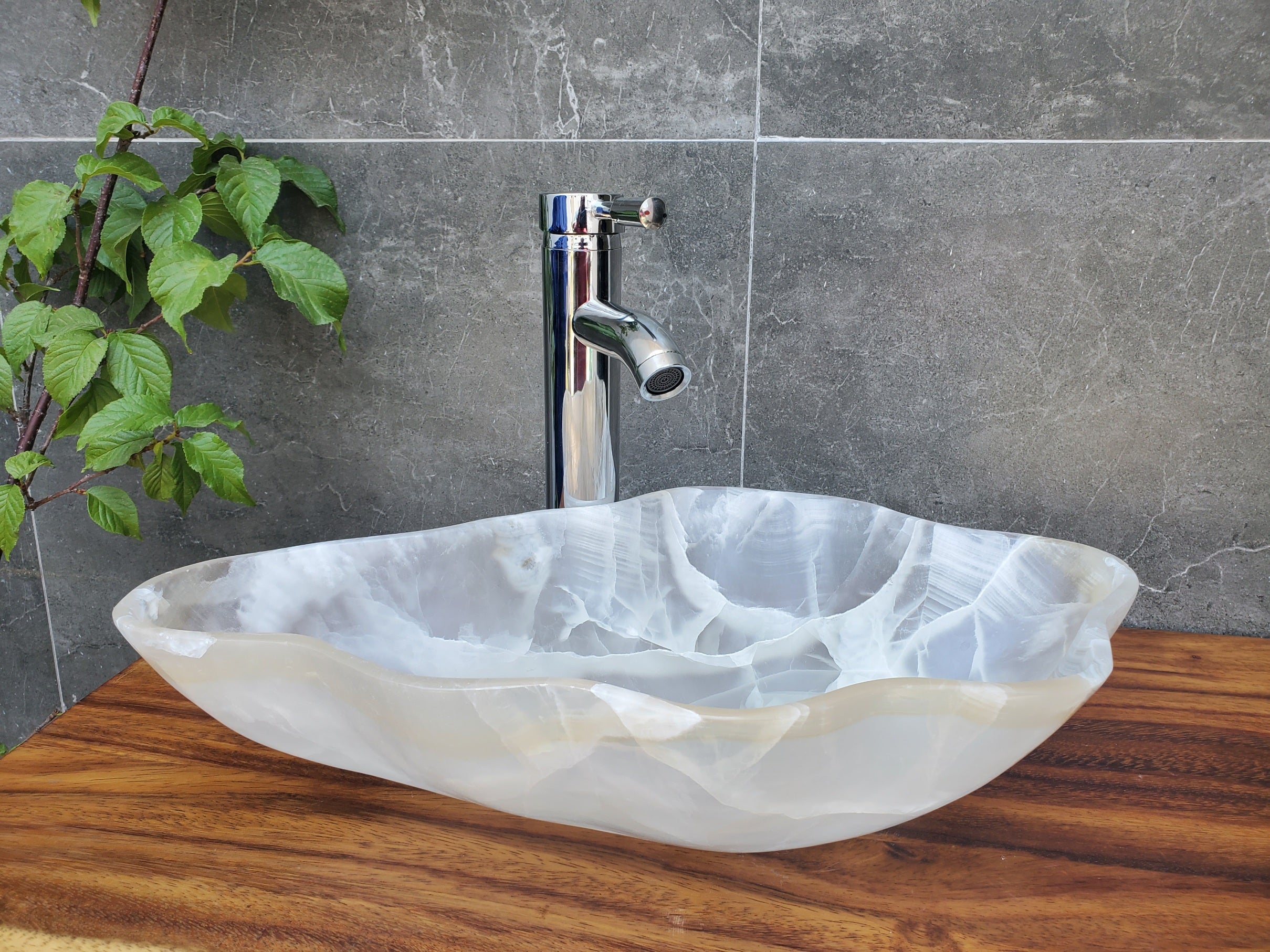 S21_21 Crystal Onyx Stone Bathroom Vessel Sink