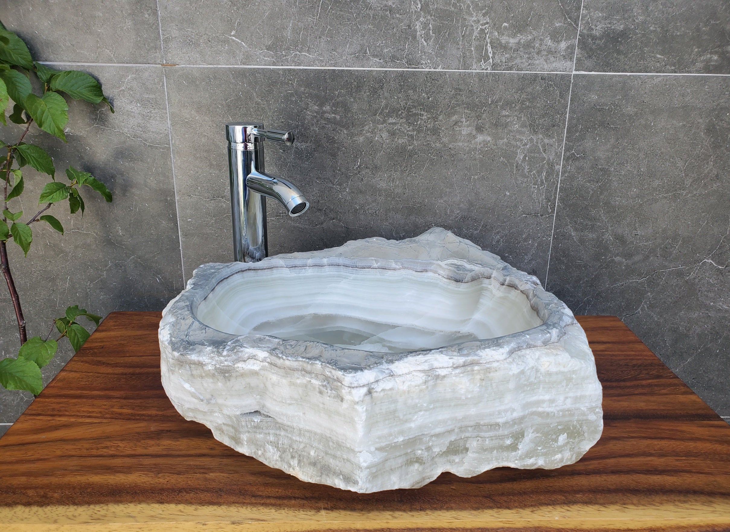 S21_22 Transparent Onyx Stone Bathroom Vessel Sink