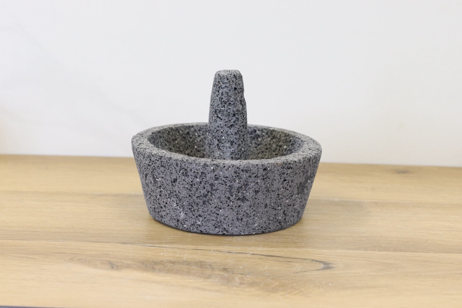 Simple Slant Bowl & Pestle - Lava Stone - 8 Inch
