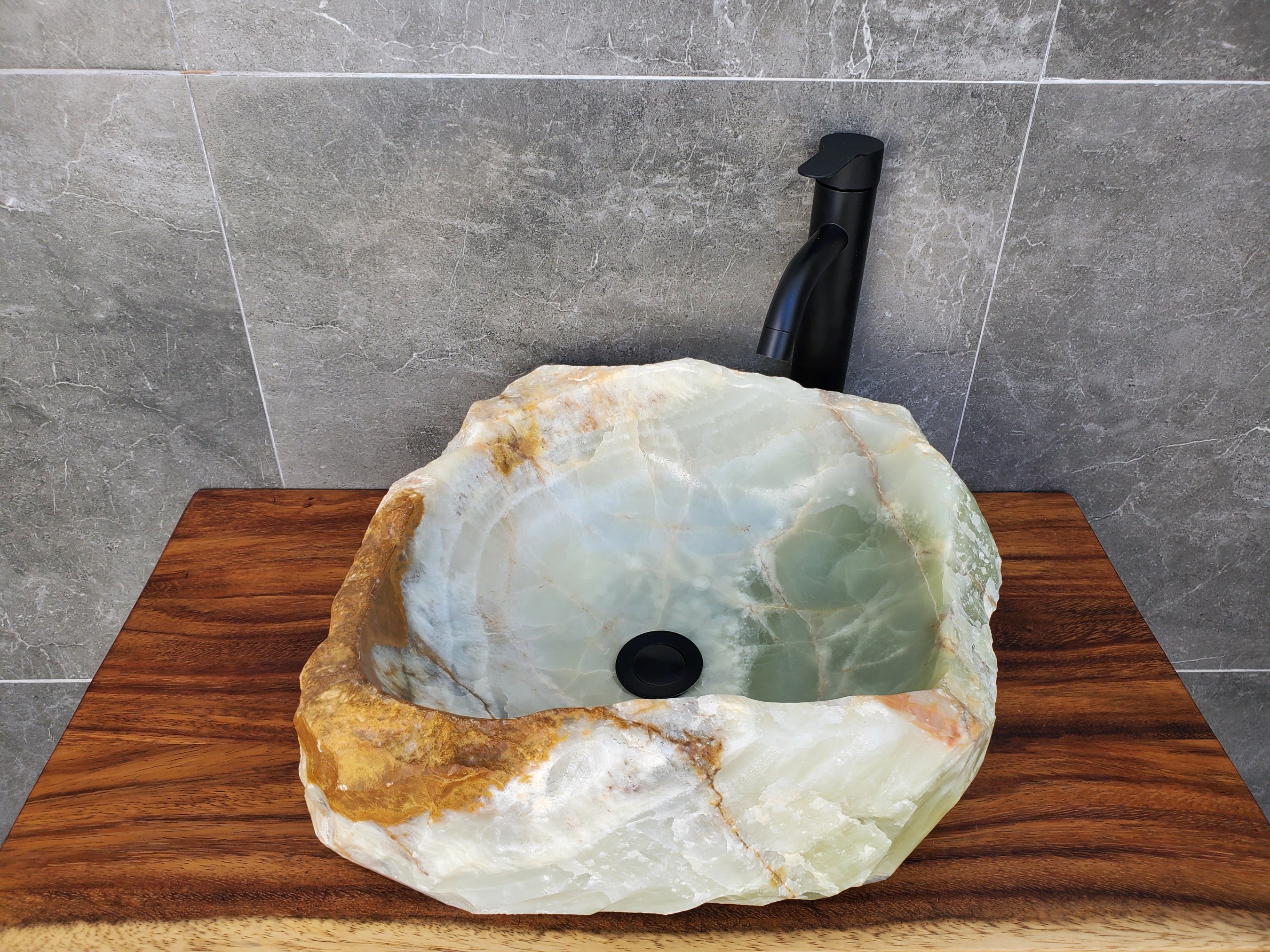 Green and Brown Onyx Vessel Bathroom Sink Bathroom Sinks Onyx Sinks Sinks