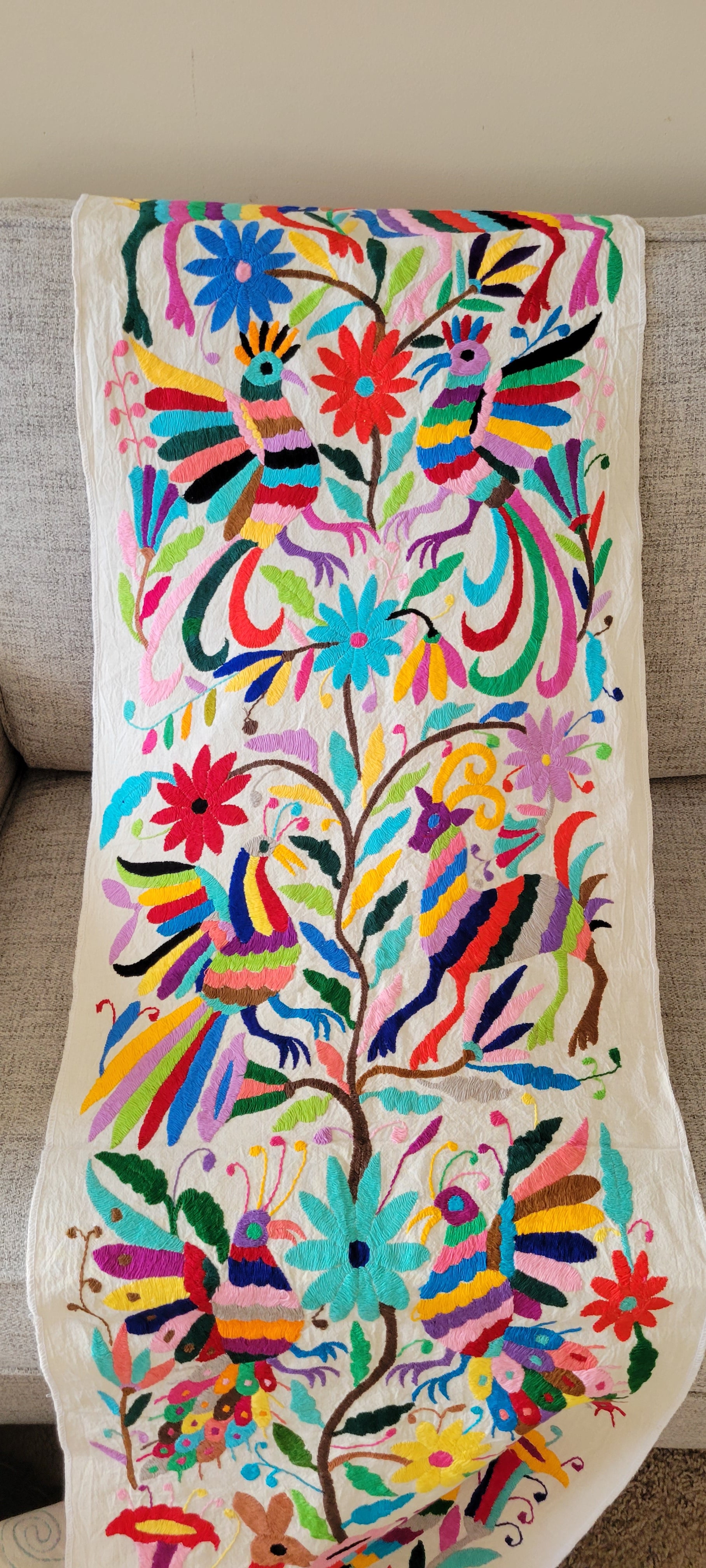 Christmas multicolor Mexican Otomi Tenango store embroidery Table Runner