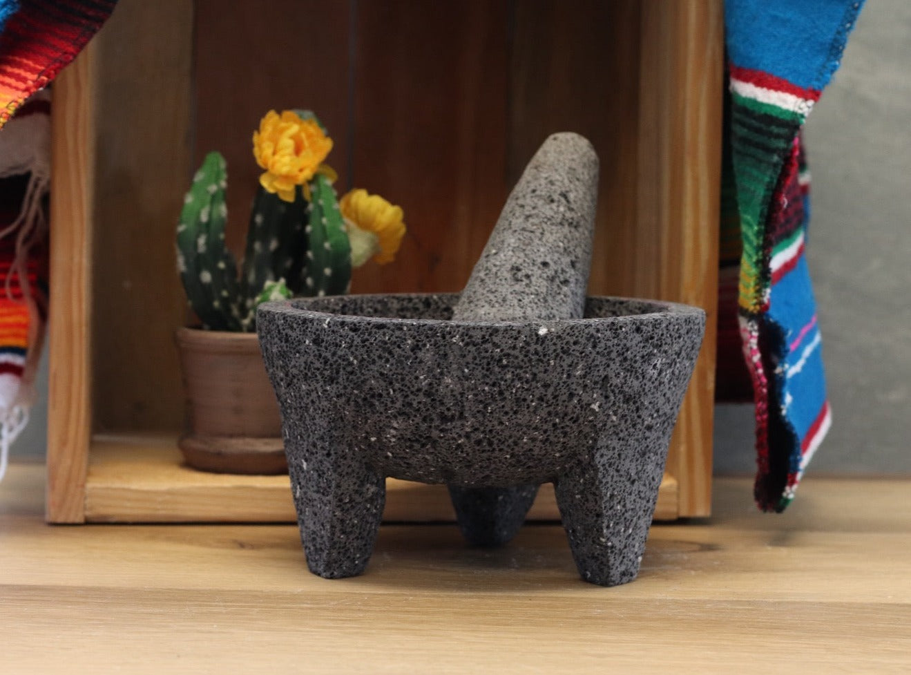 Cultural Bowl & Pestle - Lava Stone - 8 Inch