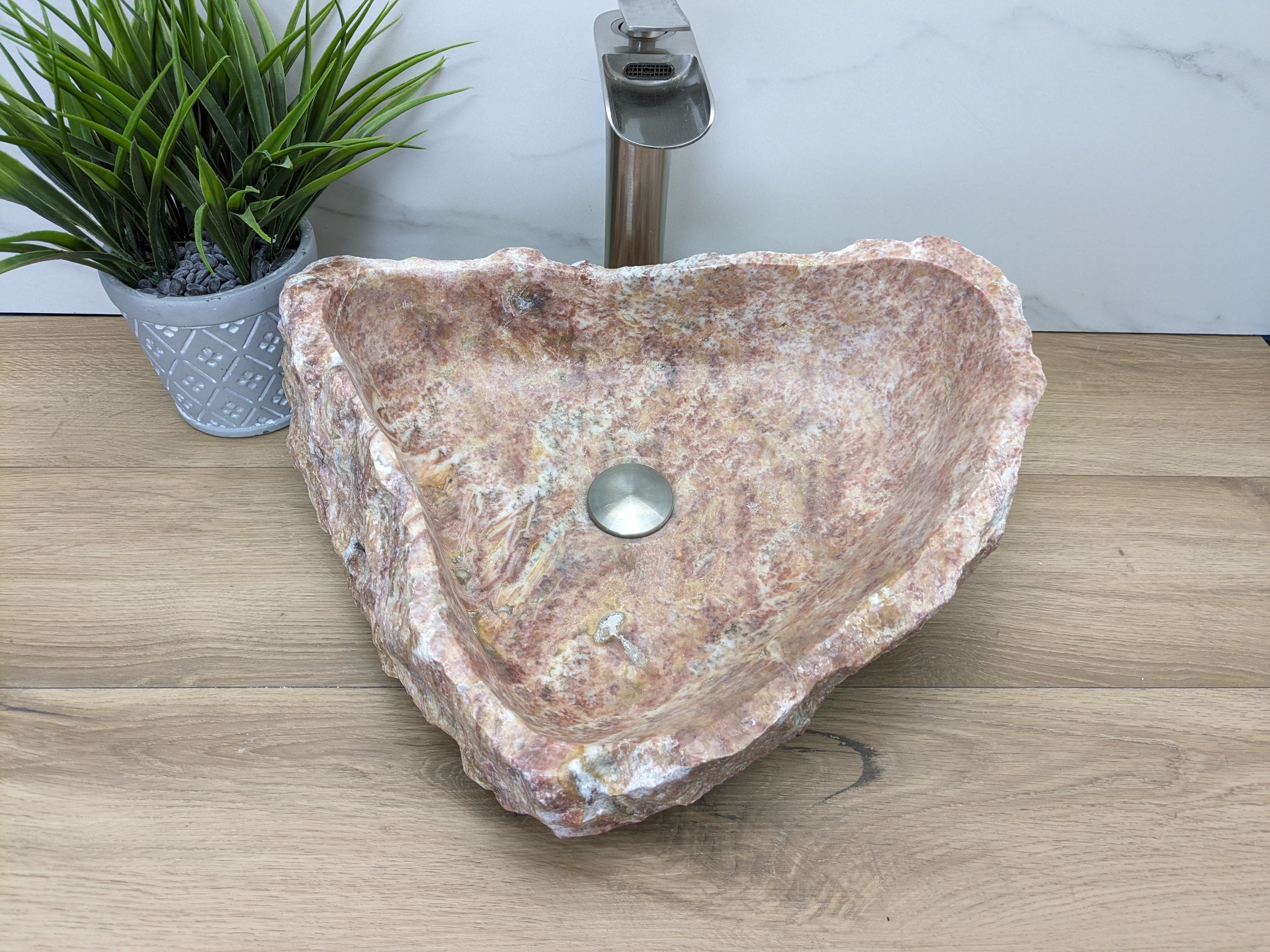 Pink and Tan Onyx Vessel Bathroom Sink Onyx Sinks Onyx Sinks Sinks