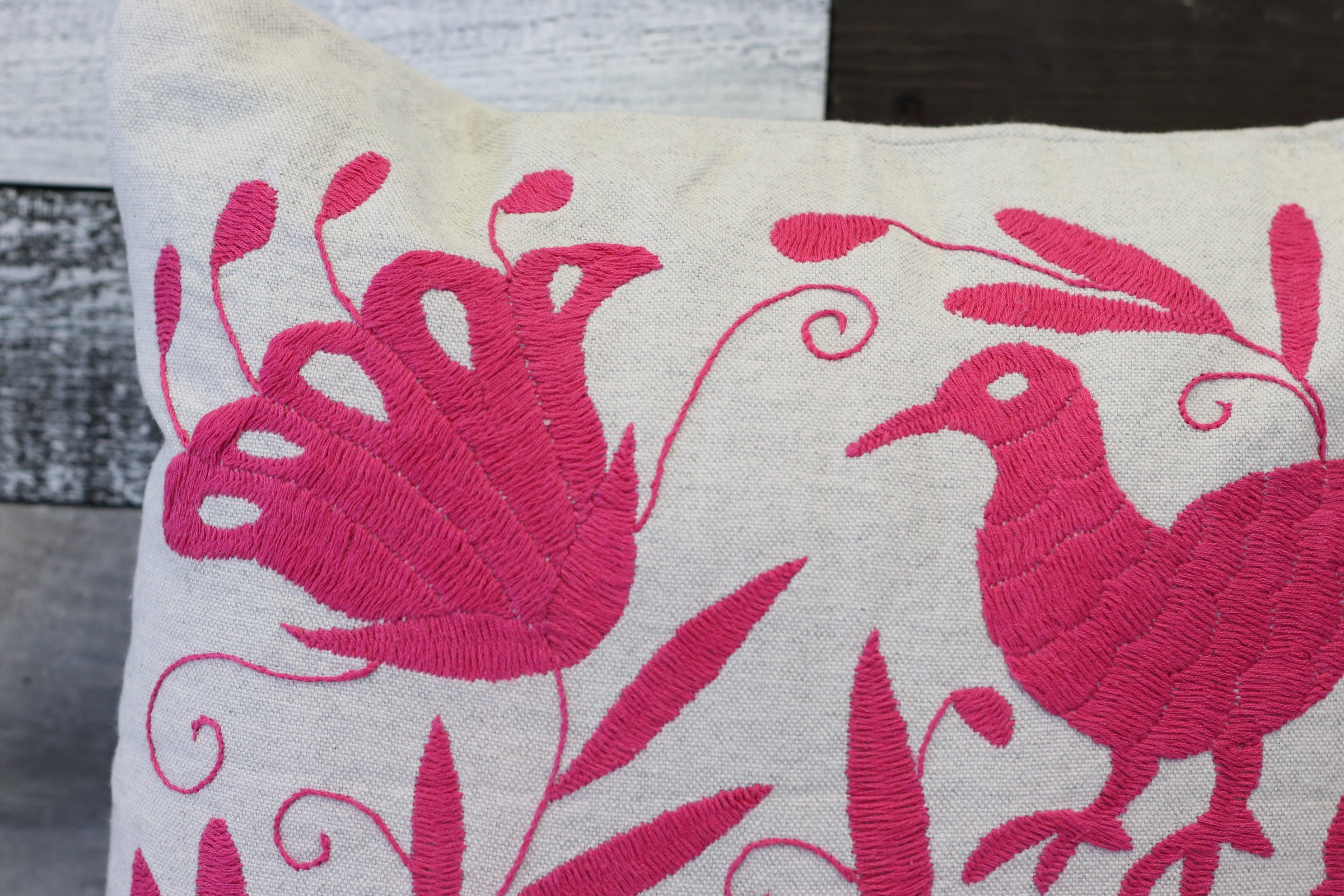 Pink and Gray Tenango Hand Embroidered Pillow Cover Tenango Decor Home Pillow Covers